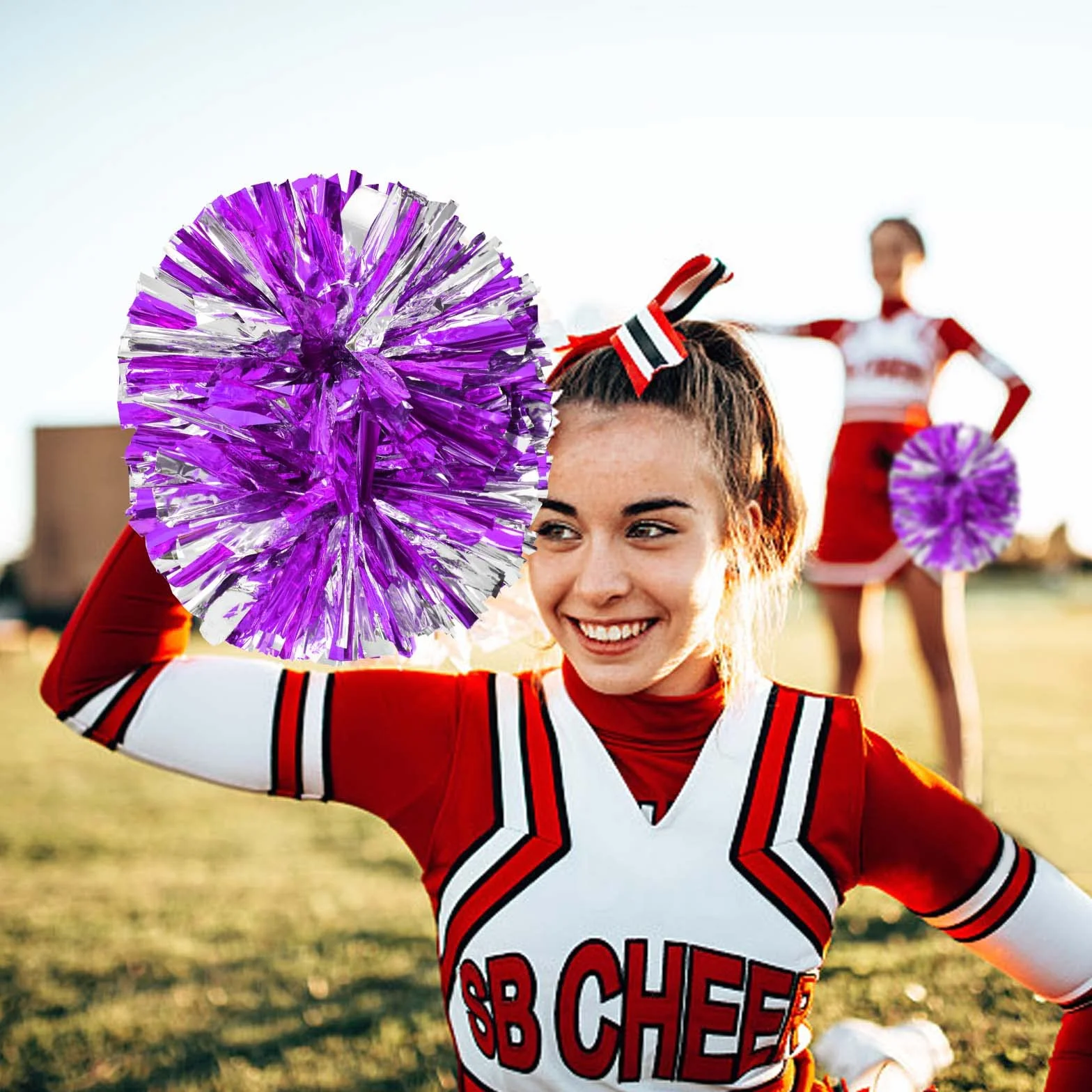 Colexy Cheerleading Pom Poms 2 Pezzi Metallico per Sport Danza