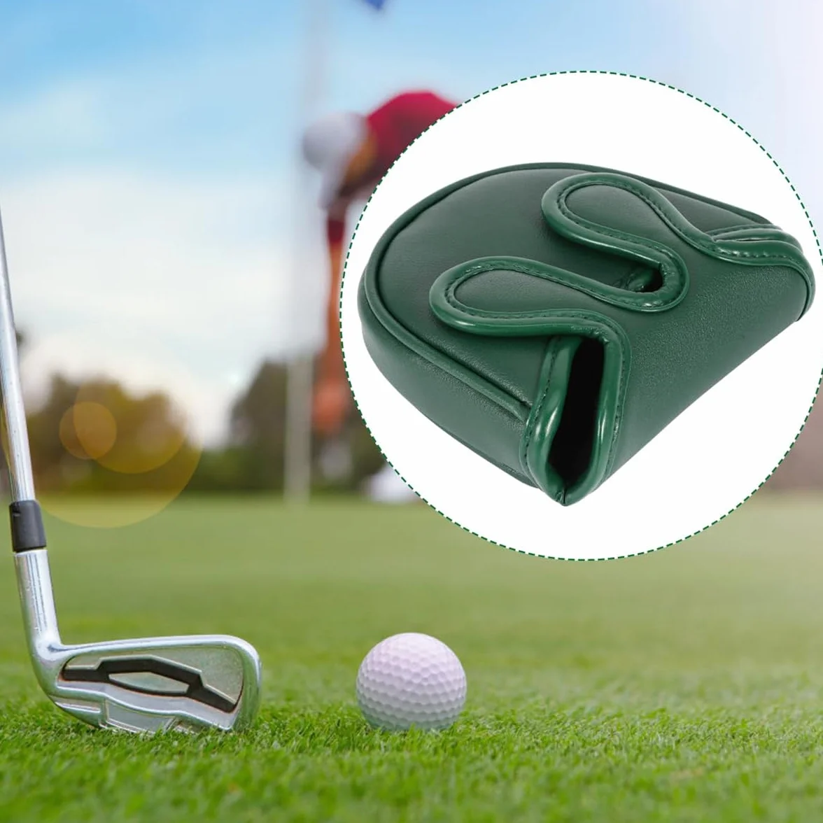 Copri-testa Per Putter Da Golf, Manicotto Semicircolare Per Asta Di Spinta Da Golf, Doppia Chiusura Magnetica, in Pelle PU.