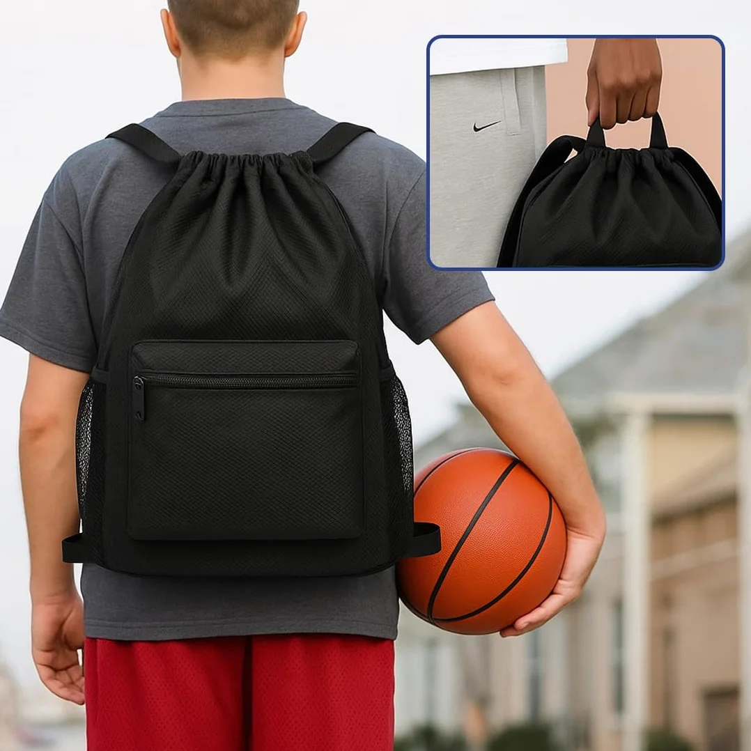 Borsa a Rete Zaino Calcio Basket Nero 50 cm × 33 cm