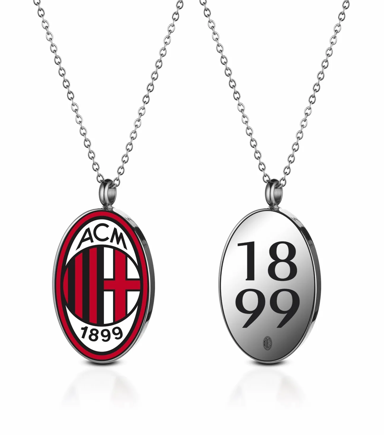 Medaglia AC Milan Ufficiale Acciaio Smalto Collana Versione Bimbo