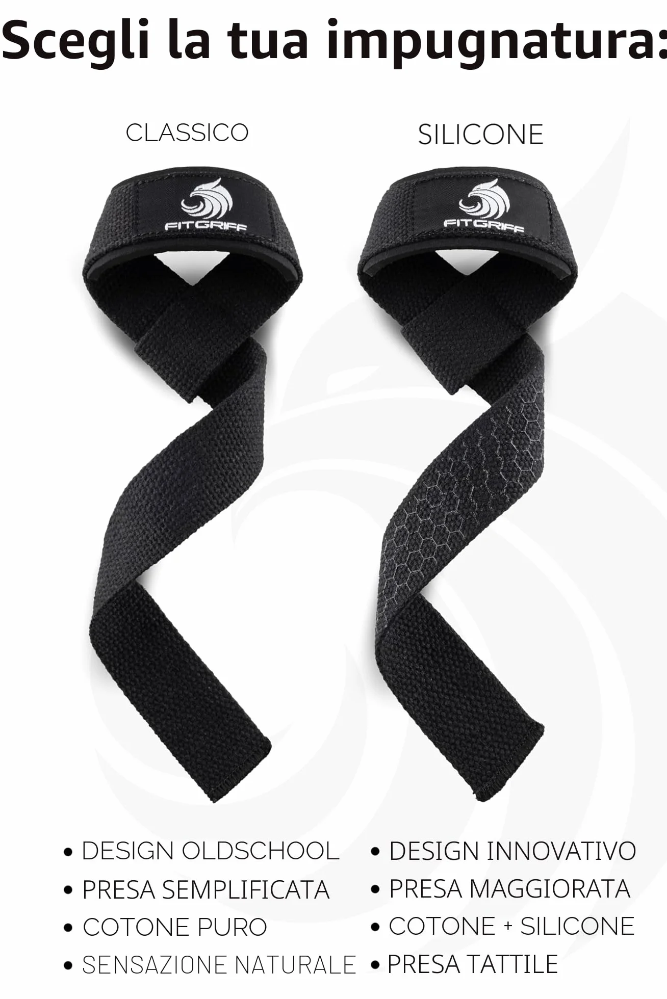 Fitgriff® Straps Palestra Fascette Sollevamento Pesi Cinghie Stacchi Gym Lifting Accessori Bodybuilding