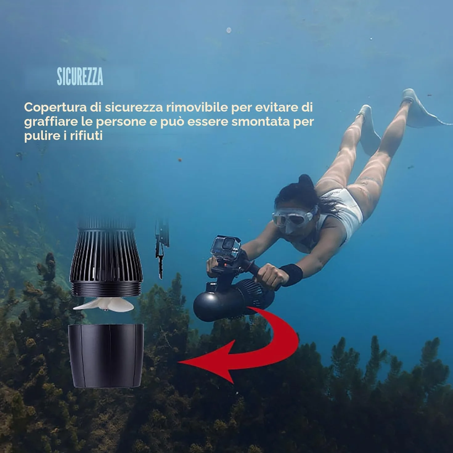 Scooter subacqueo 500W 30M 40M motore RC Sup 10 velocità borsa impermeabile