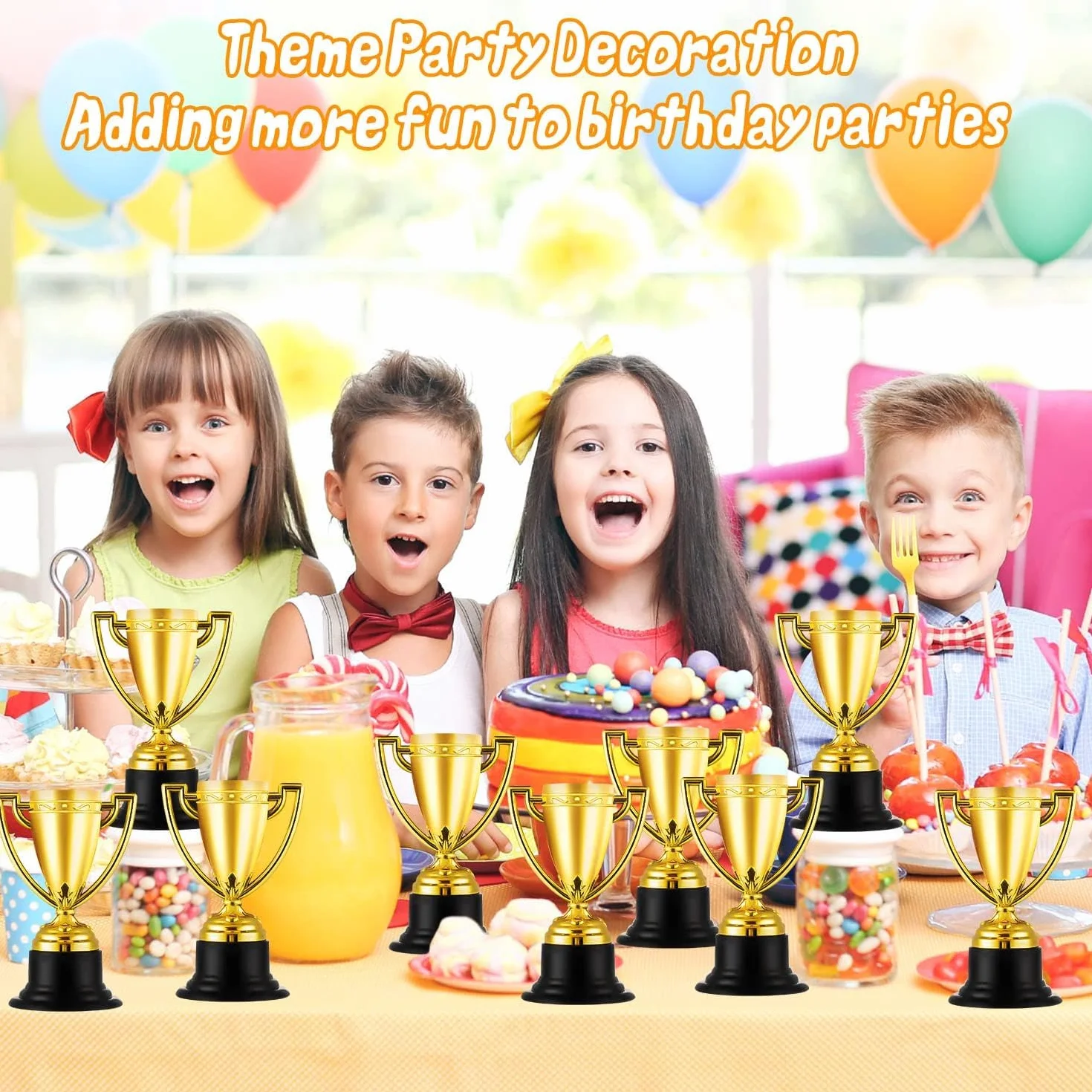 Set mini trofei medaglie bambini coppe premio oro plastica leggera tornei sportivi