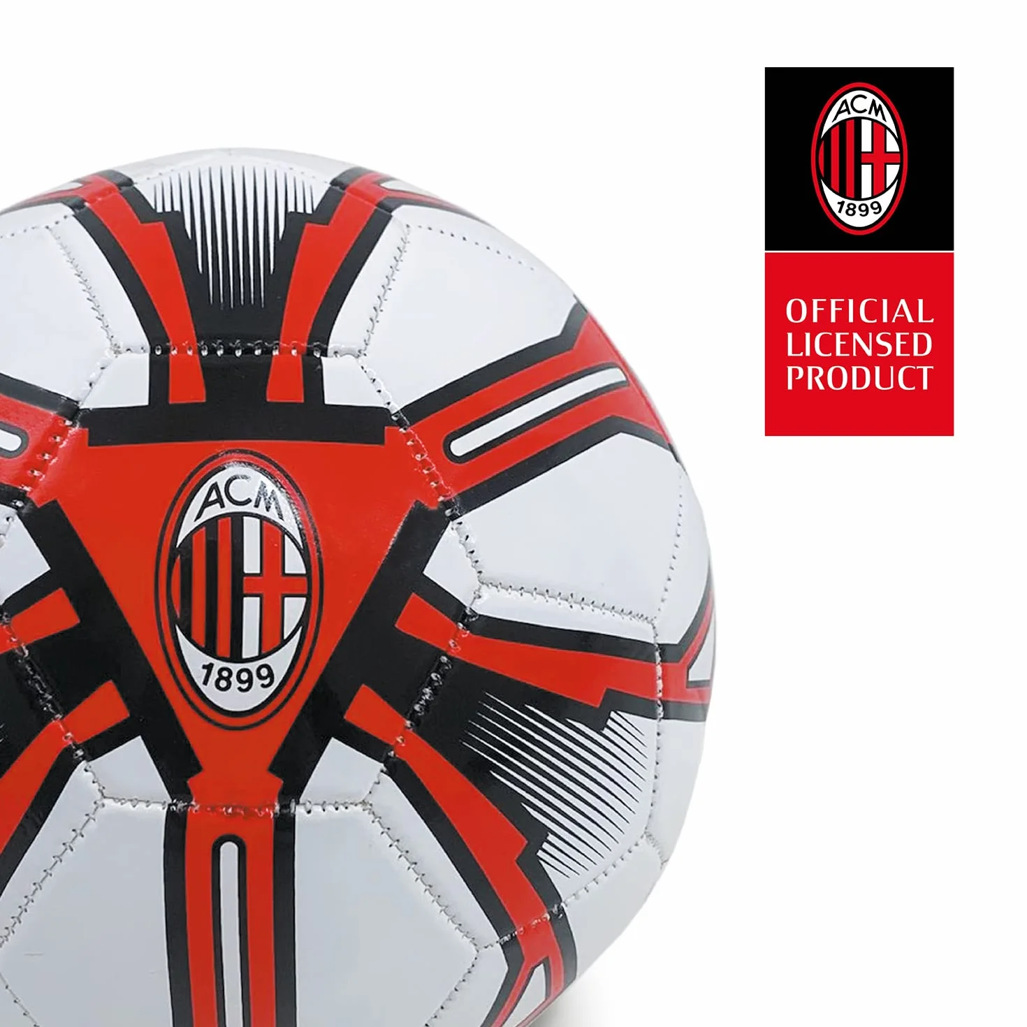 Pallone da Calcio Cucito A.C. MILAN Ufficiale Misura 5 Rosso Nero 300g