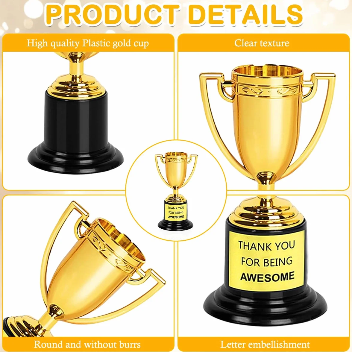 Mini Trofei Oro Plastica 12 Pezzi Premio Coppe per Feste Sportive