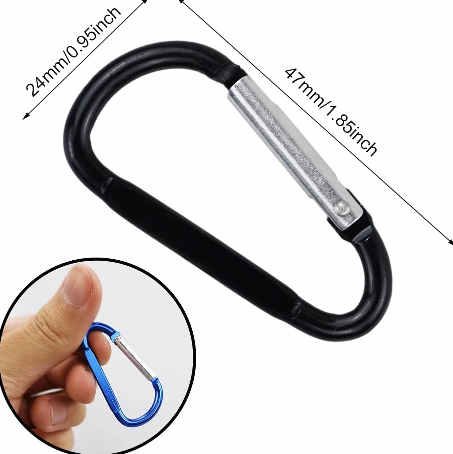 10 Moschettoni Multicolore in Alluminio con Anello a D - Ganci a Scatto con Bloccaggio per Arrampicata, Casa, Campeggio, Pesca, Escursionismo