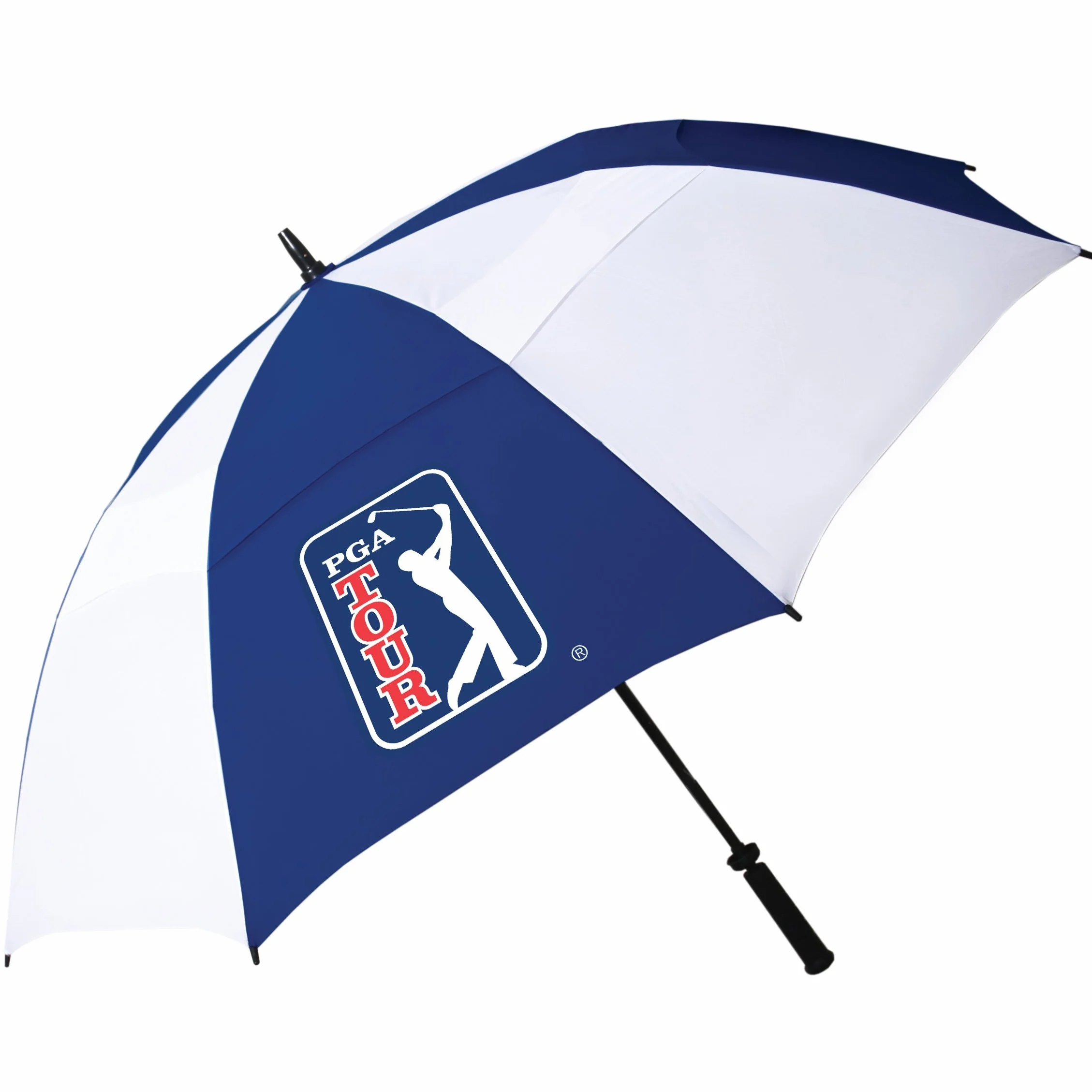 PGA TOUR 62-Inch Golf Umbrella - Windproof Double Canopy, Mens Umbrellas with Auto Open, Fibreglass Shaft, Non-Slip Handle, Velcro Straps, Rainproof Cover - Golf Umbrella Windproof