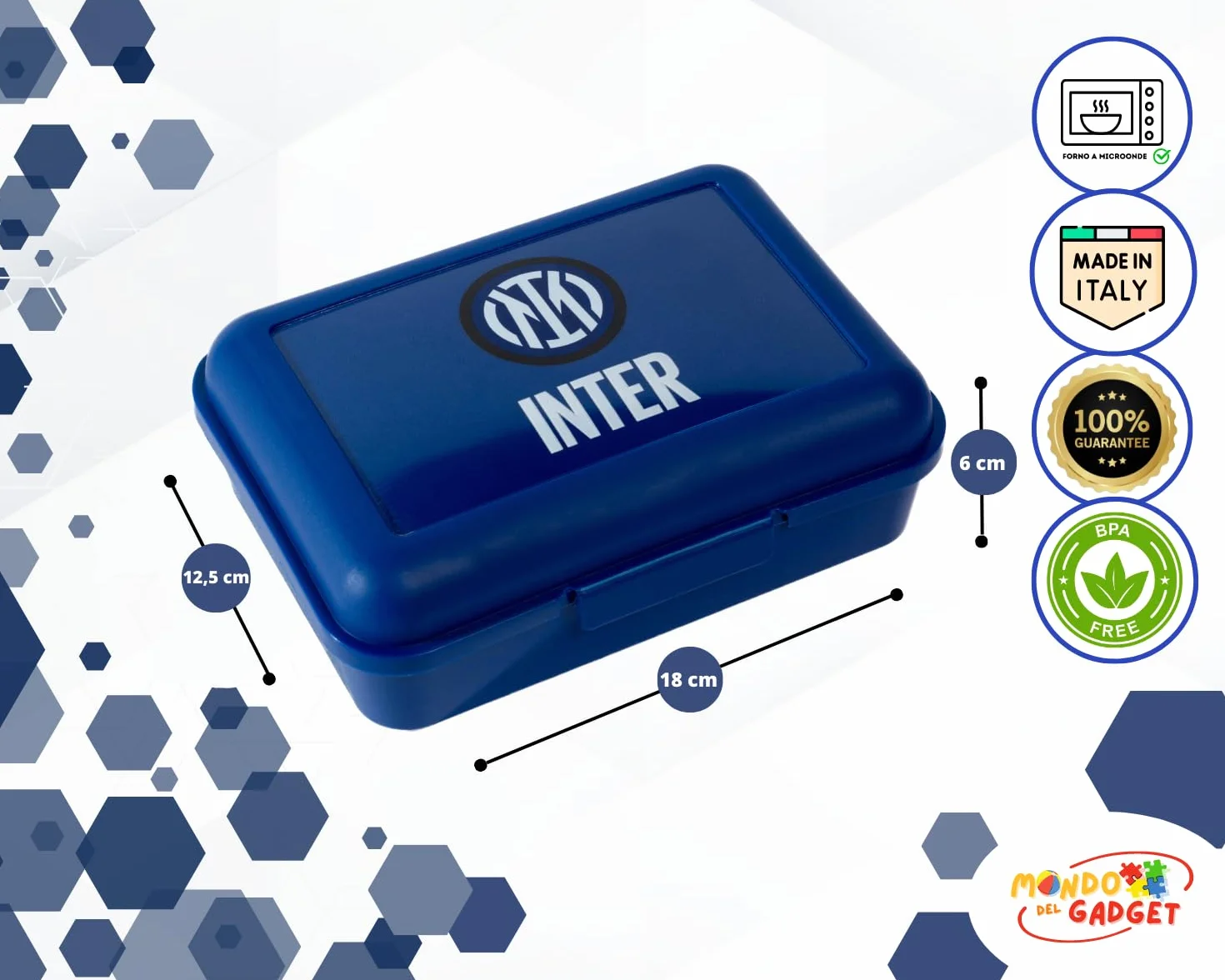 Mondo del Gadget Porta Merenda Inter Store Ufficiale Box Lunch Portamerenda Pranzo Bambini Plastica PVC Free