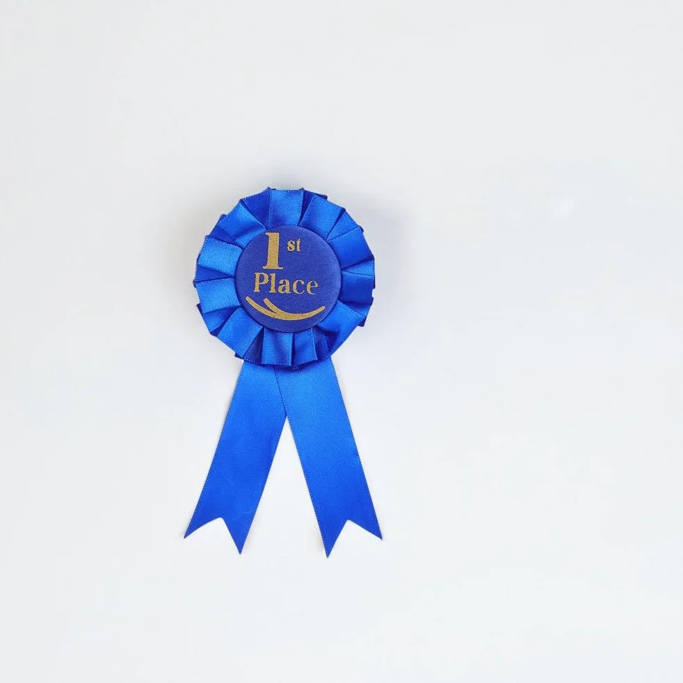 Set di 9 Nastri Premio in Raso con Spilla per 1° 2° 3° Posto Distintivi Sportivi