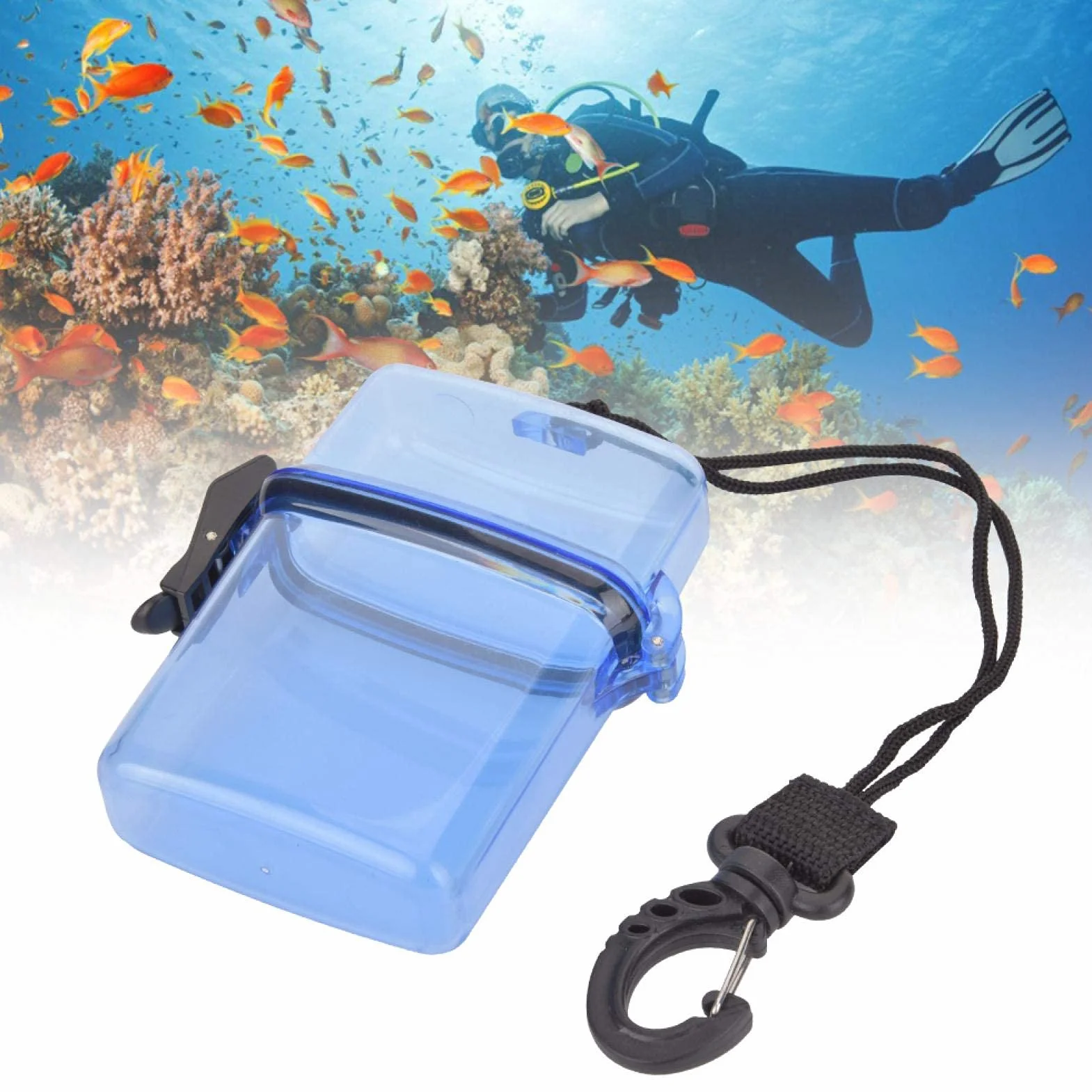Custodia subacquea in plastica impermeabile per sopravvivenza con gancio per surf kayak