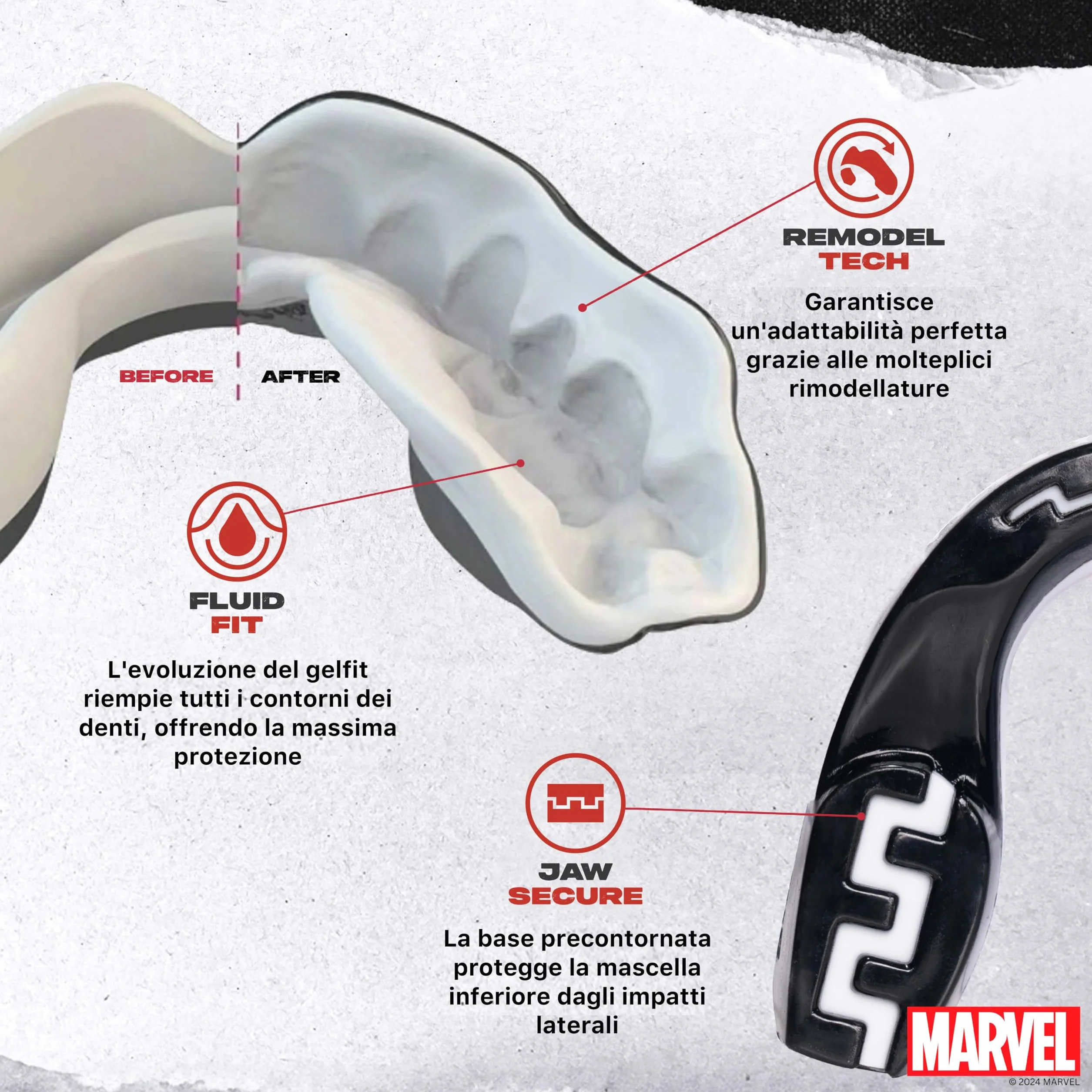 Marvel Venom Paradenti Sportivo Contatto Completo per Rugby MMA Hockey Judo Boxe