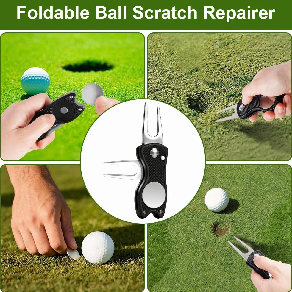 Vicloon Kit Pulizia Golf Accessori Multifunzione con Asciugamano Spazzole Groove Moschettone