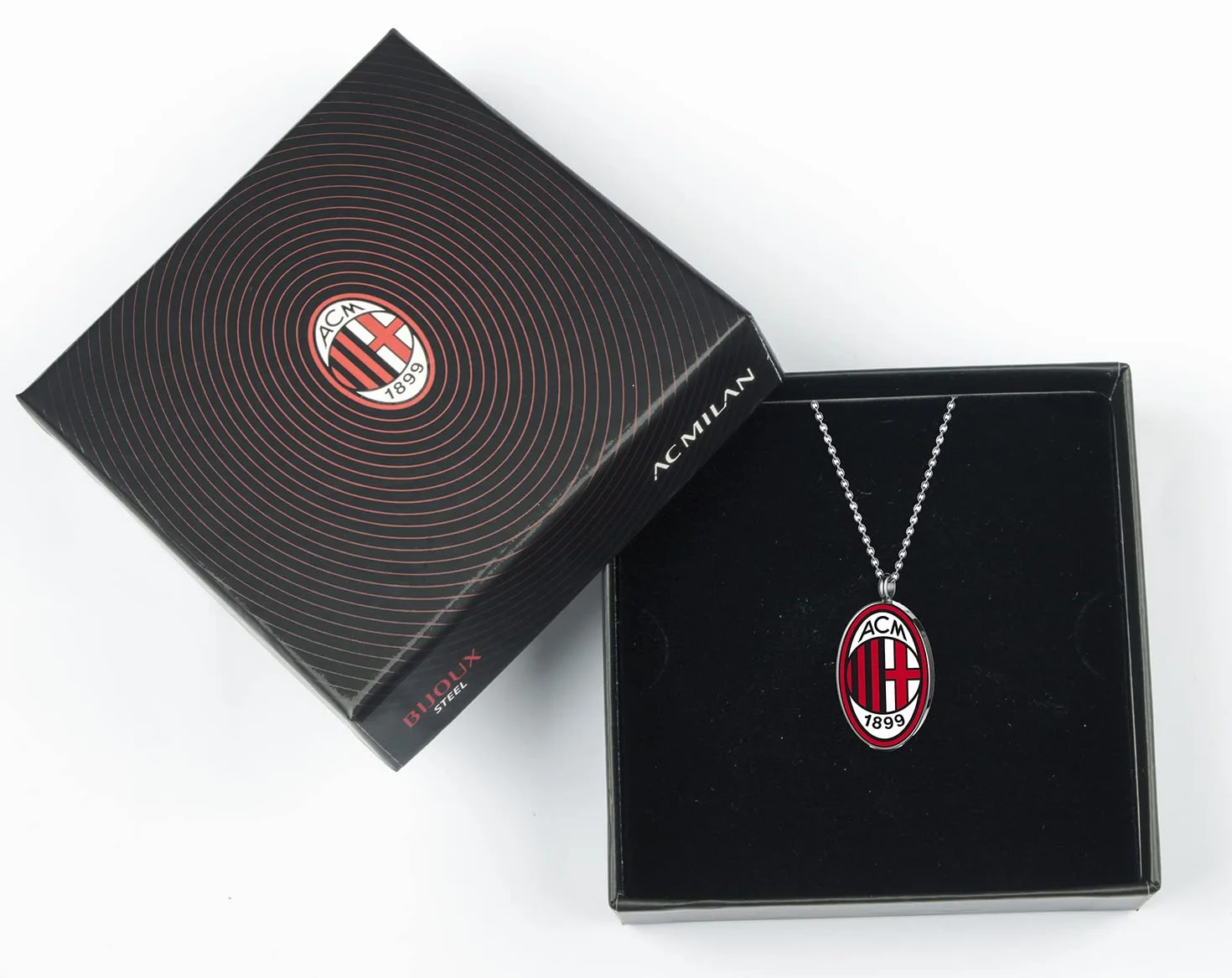 Medaglia AC Milan Ufficiale Acciaio Smalto Collana Versione Bimbo