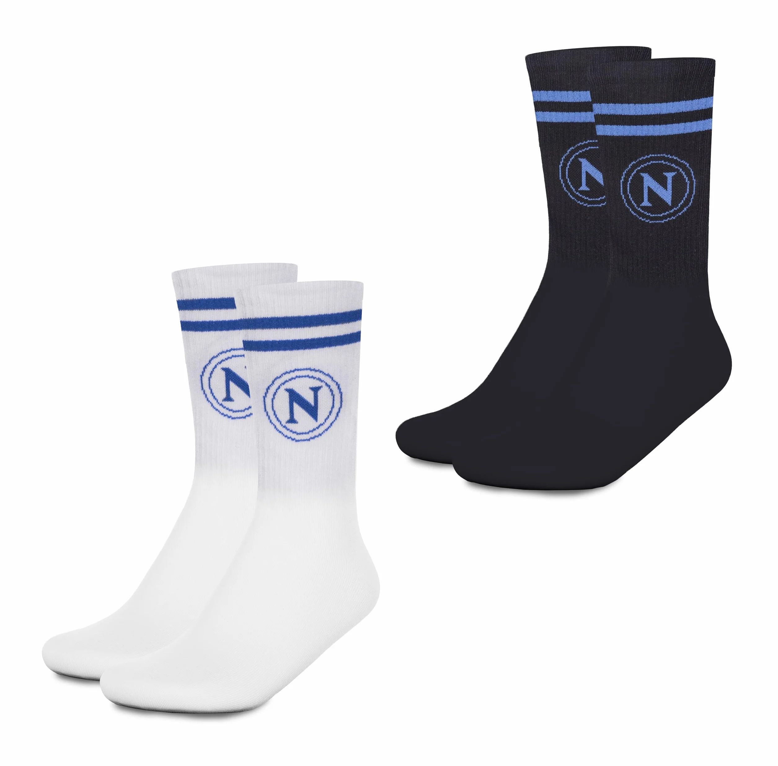 SSC Napoli Set 2 Paia Calze con Logo Taglia 35/38 Bianco Nero