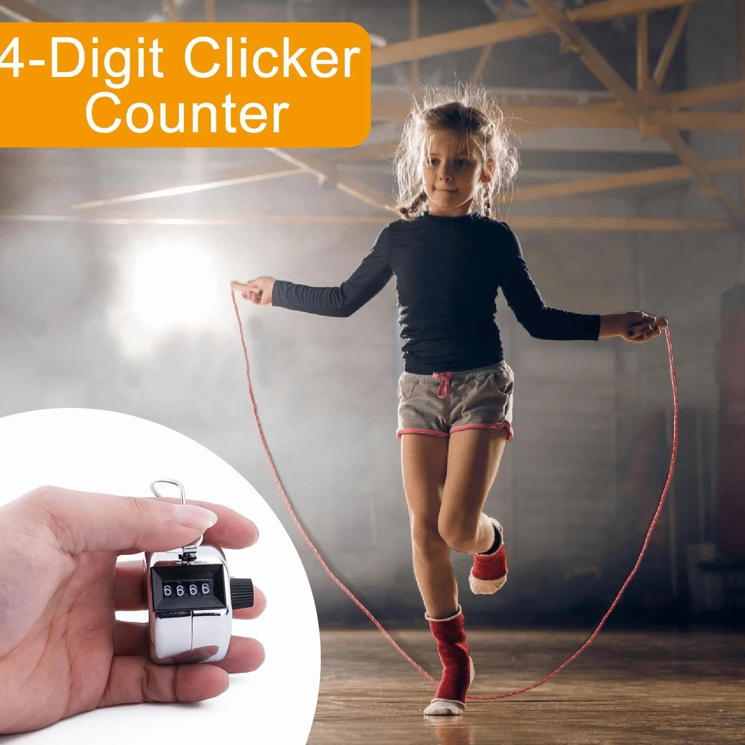 Contatori a Mano in Metallo clicker per conteggio, Contatore Clic Meccanico a 4 Cifre, con Anello Dito, per la Scuola Golf e Knit People Golf Circle e Knit, Silver