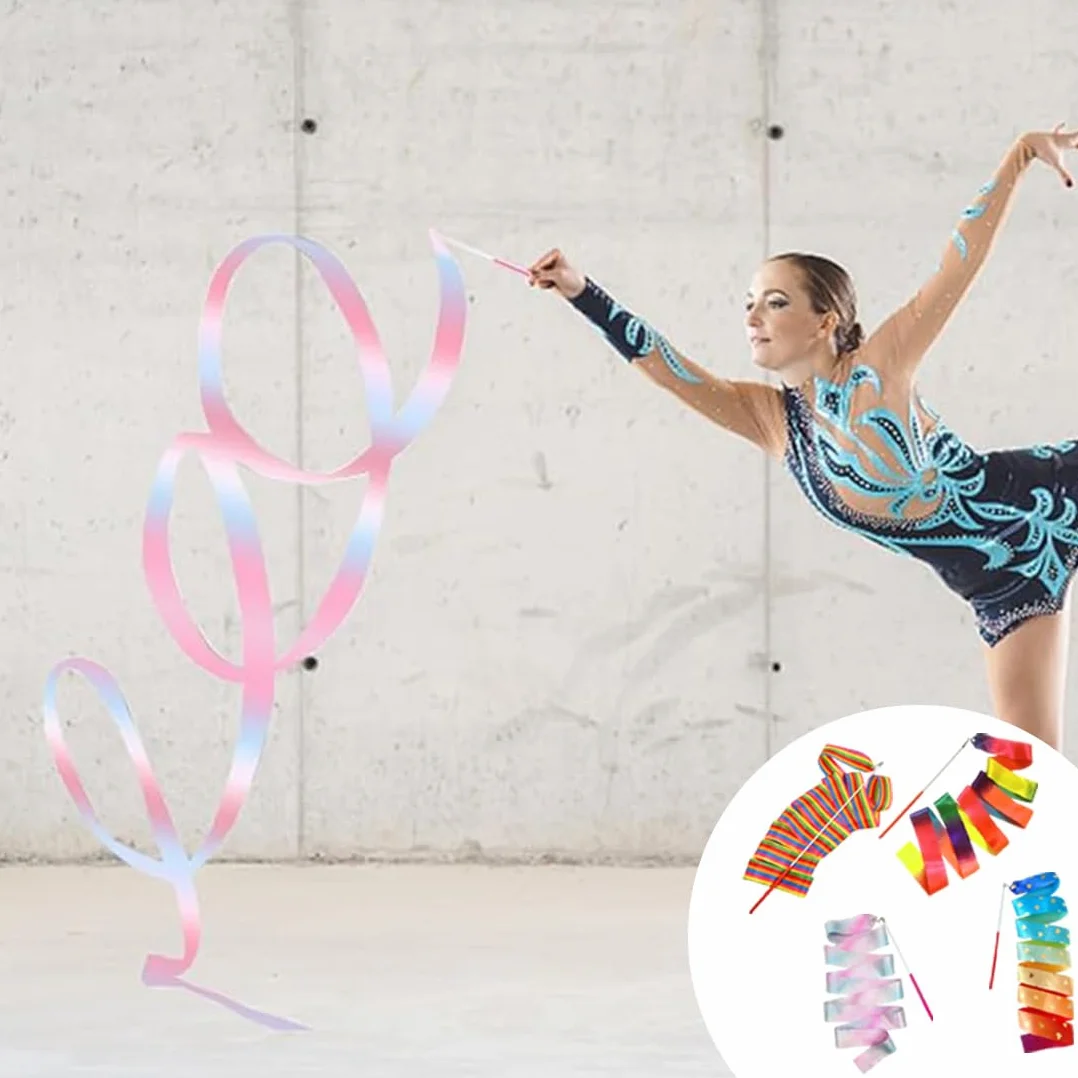 Nastri per danza ritmica 200 cm per bambini ginnastica bacchetta twirling