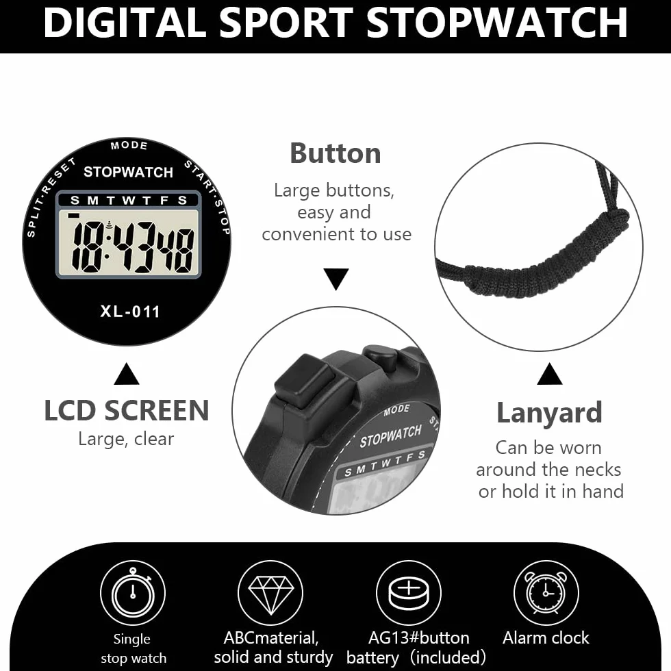 Vicloon Cronometro Sportivo Digitale Elettronico Orologio per Atleti, Allenatori e Arbitri (Nero)