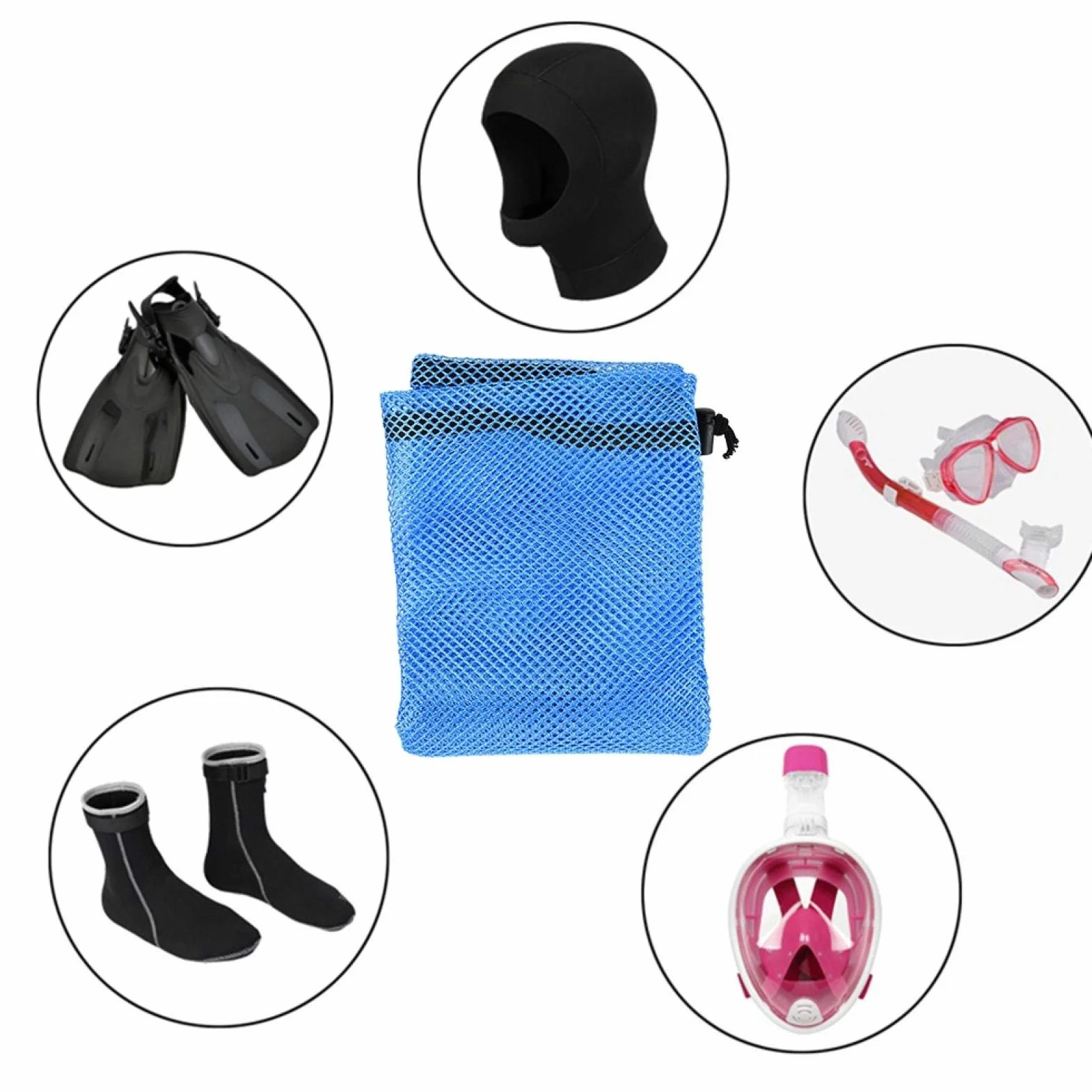 Borsa da imballaggio per Pinne Leggera e Resistente all'Usura per Immersioni subacquee Nero