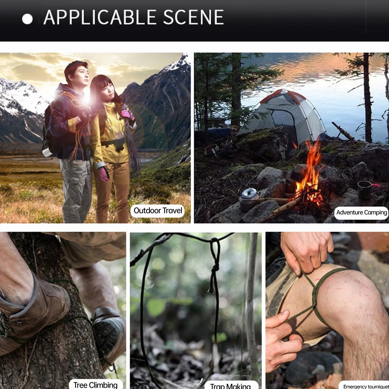Braccialetto Paracord Sopravvivenza 6 Pezzi per Escursionismo Campeggio Emergenza Caccia Pesca 3 Colori