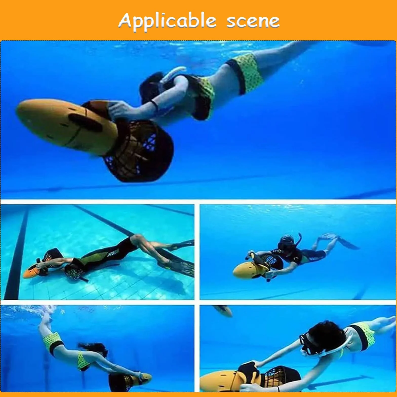 Seascooter subacqueo 500W con batteria al litio per immersioni e snorkeling
