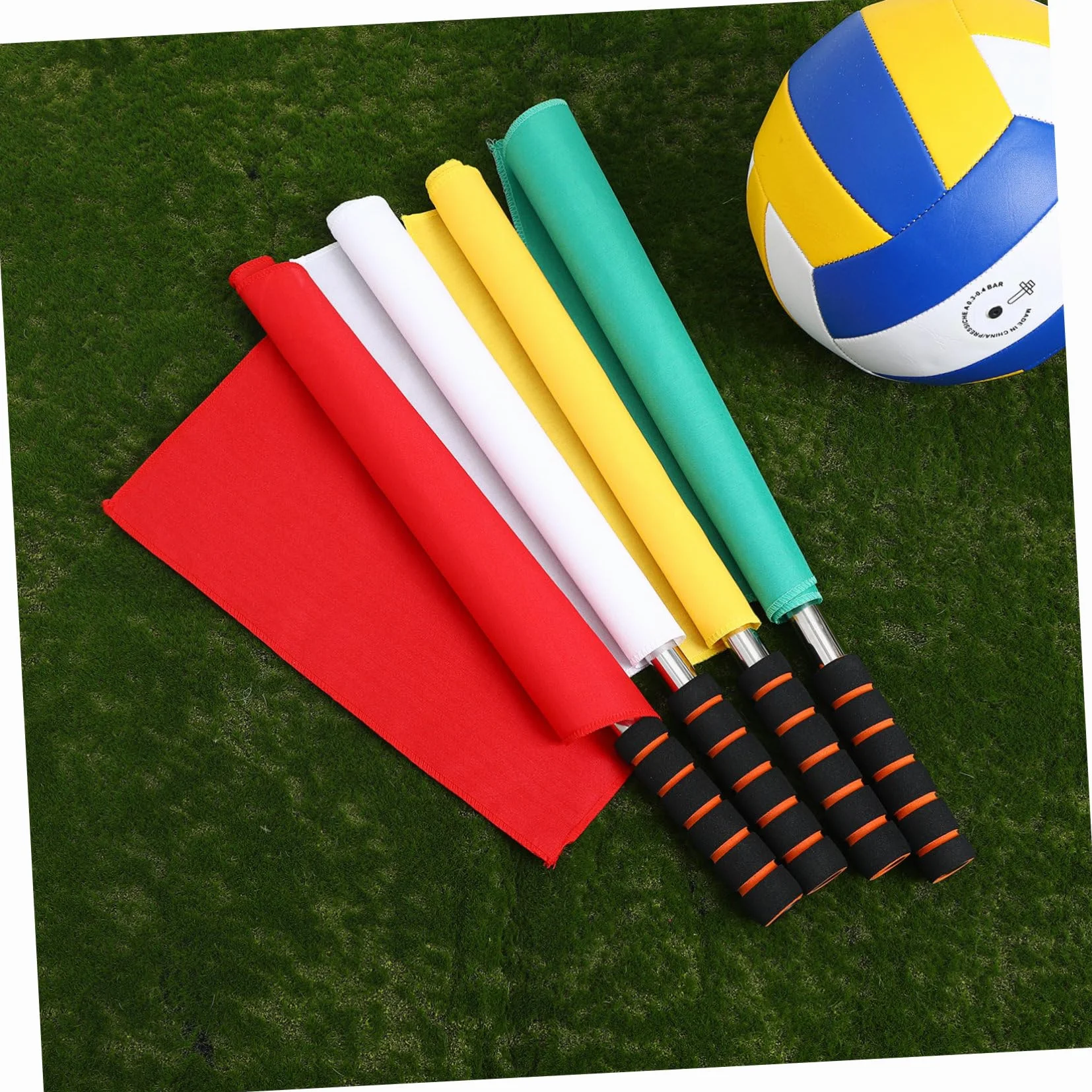 Anneome 4pcs Bandiera Arbitro In Acciaio Inox Bandiere Di Segnalazione Giallo Rosso Verde Bianco per Partite Sportive Bandiera Di Comando Leggermente Progettato con Albero In Acciaio Inox