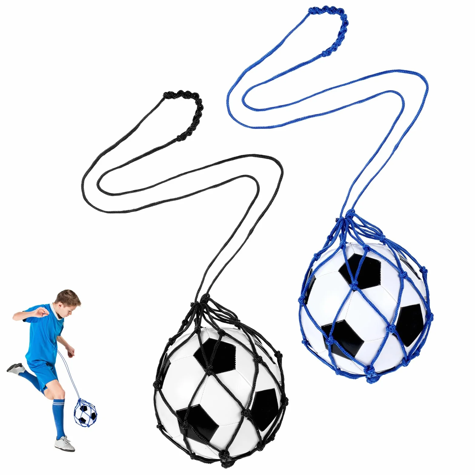 Set 2 pezzi da allenamento calcio con rete regolabile accessori esercizi misure 3 4 5