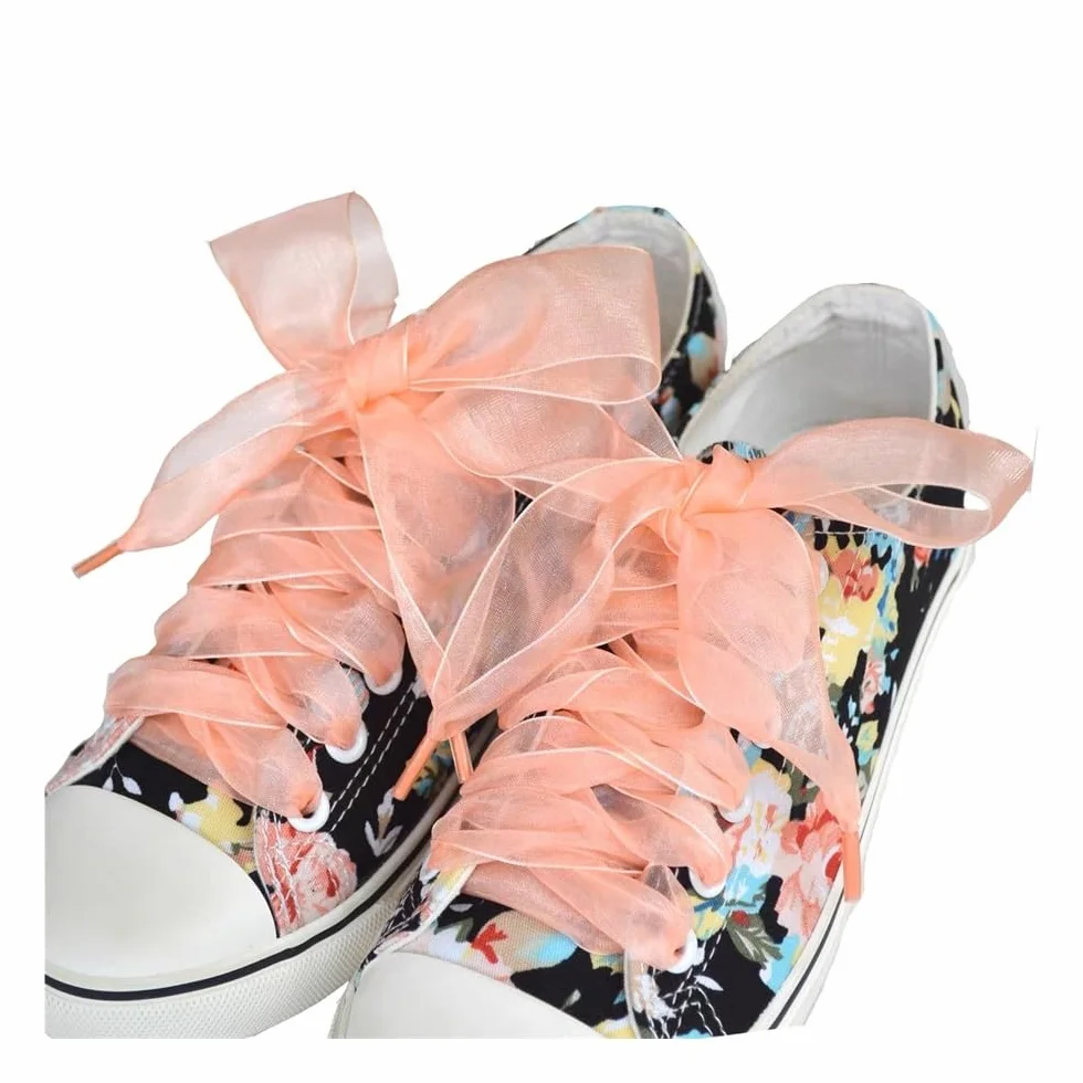 3 paia di lacci per scarpe in organza da 4 cm larghi 60-180 cm da donna con fiocco piatto in raso di seta nastro di tela scarpe da ginnastica scarpe sportive lacci