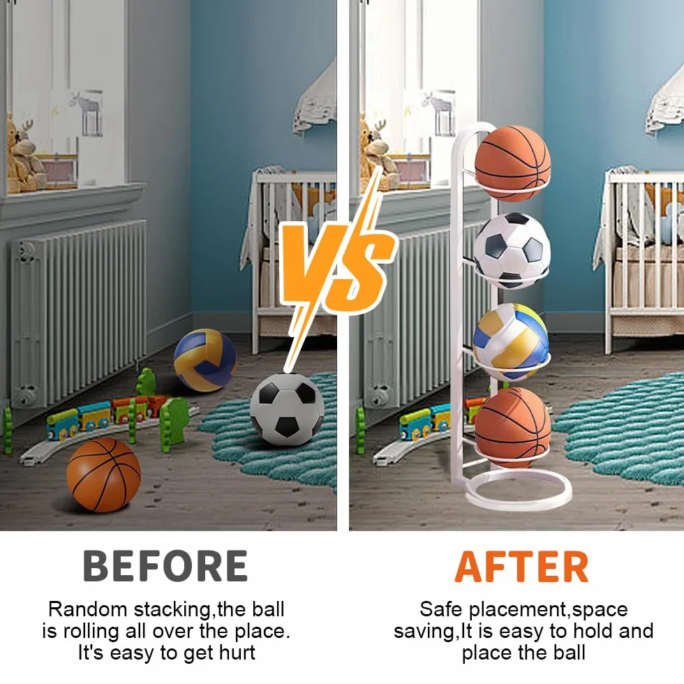 Rastrelliera da Basket per Palloni, Scaffale Stoccaggio Attrezzature Sportive