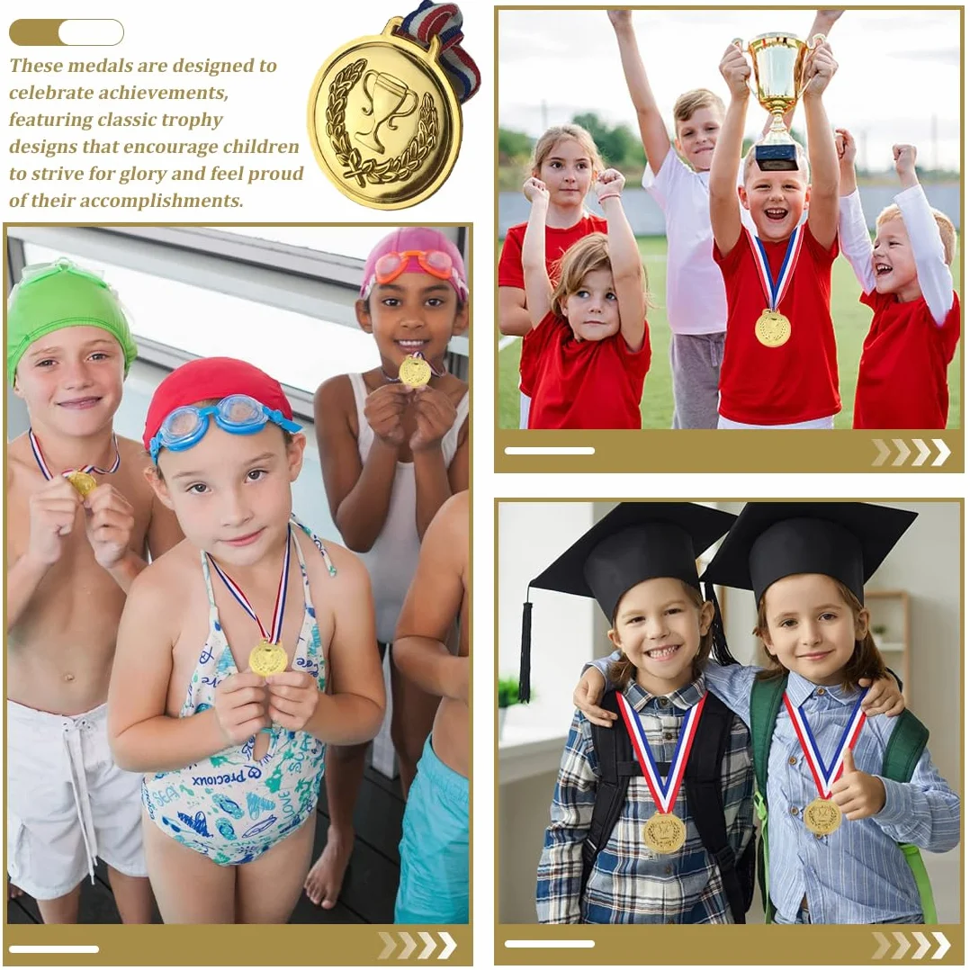 Medaglie Premiazioni Metallo 9 Pezzi Oro Argento Bronzo con Nastro Collo Vincitore 1 2 3 Stile Olimpico per Sport Scolastico