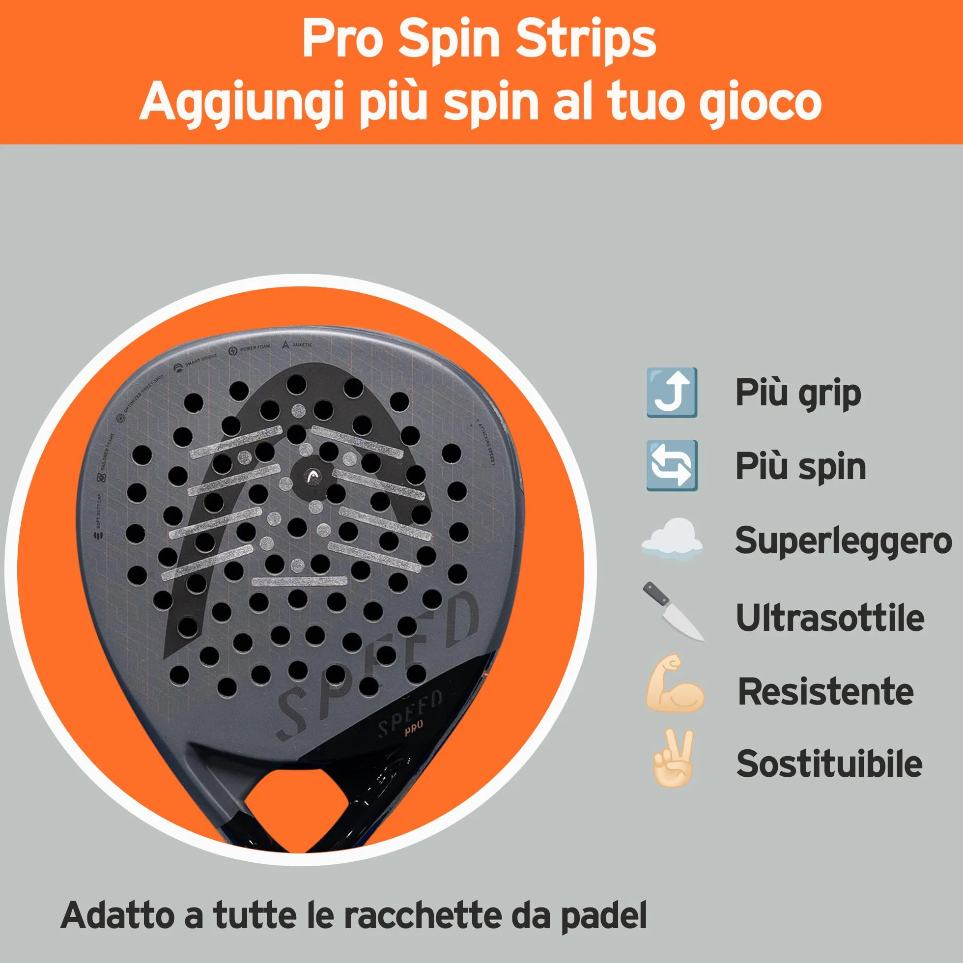 Rezztek Pro Spin Strips per Racchetta da Padel – Accessorio per Migliorare Giro e Controllo
