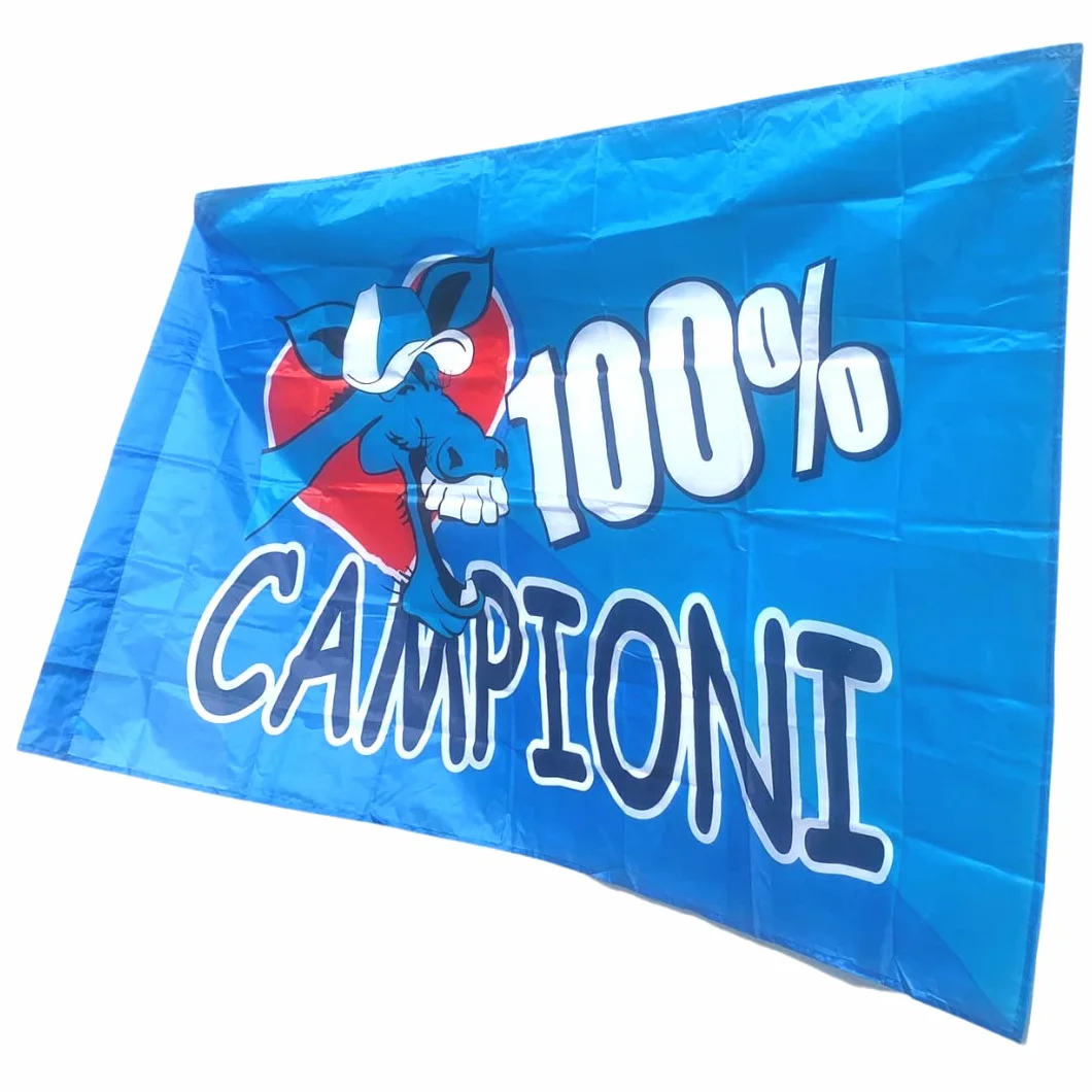 NARAMAKI Bandiera Napoli 100% Campioni - Bandiera 90x140 cm - con Passante per Asta