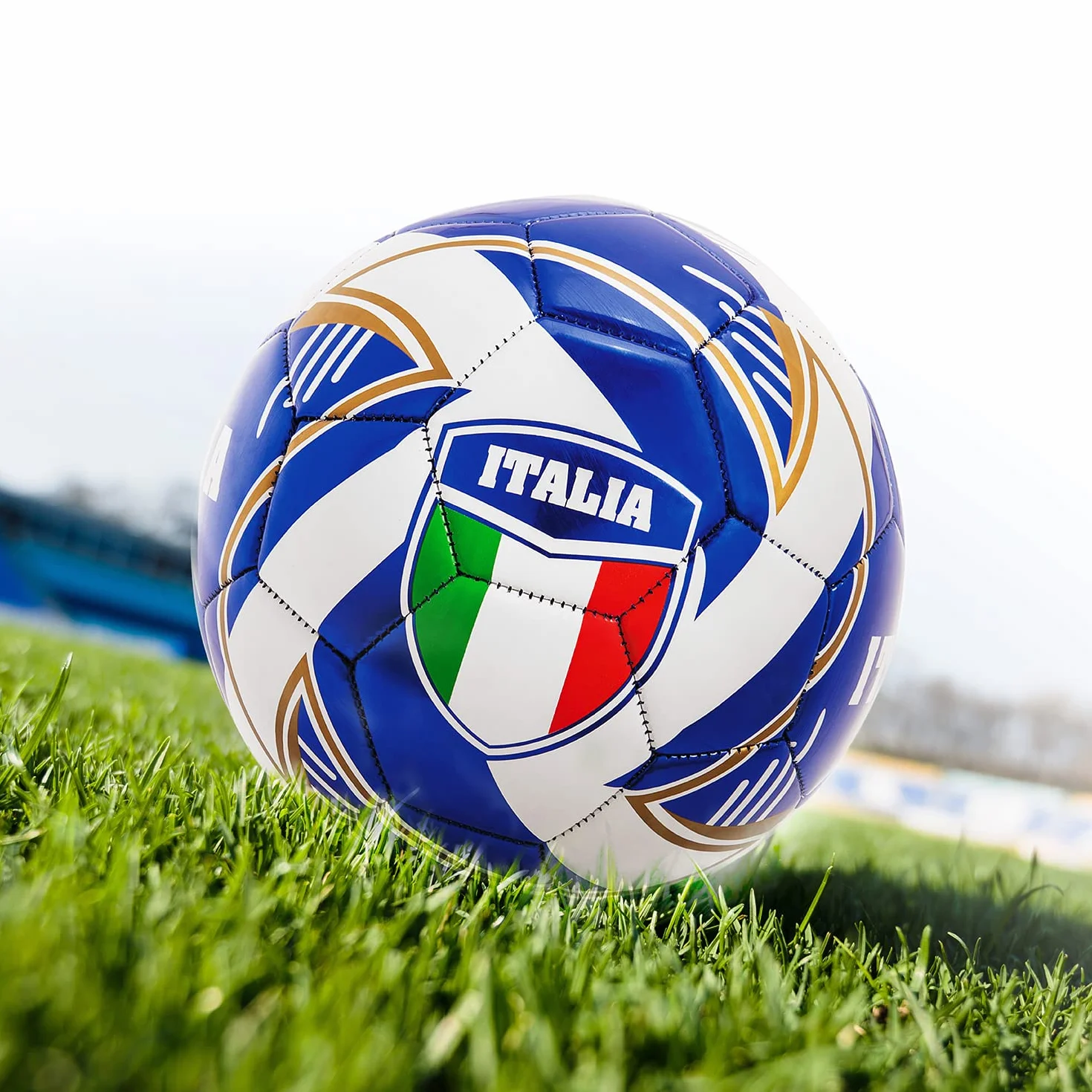 Pallone da Calcio cucito TEAM ITALIA size 5 400 g bianco/azzurro
