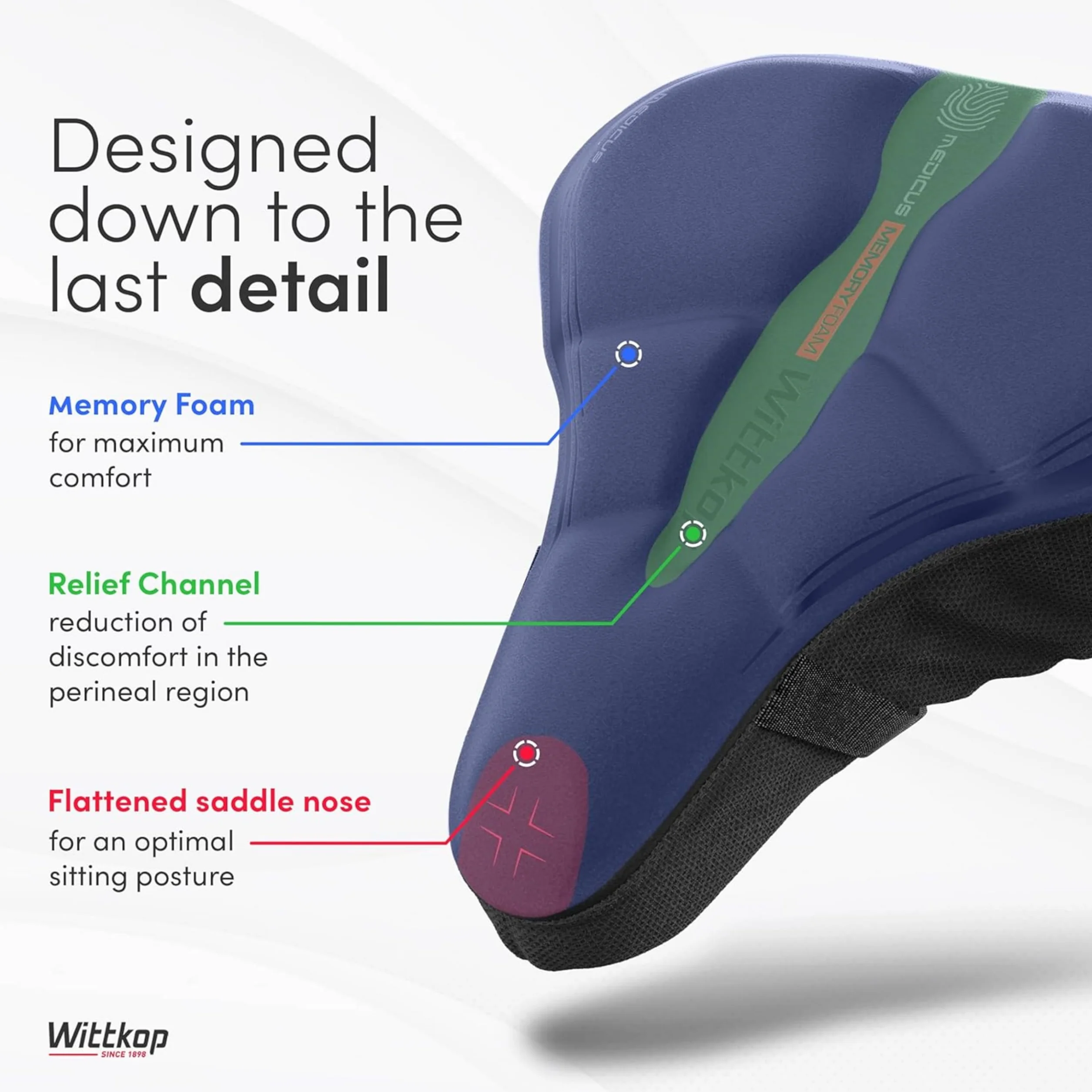 WITTKOP Memory Foam Coprisella da Bici Ergonomico 3 Zone