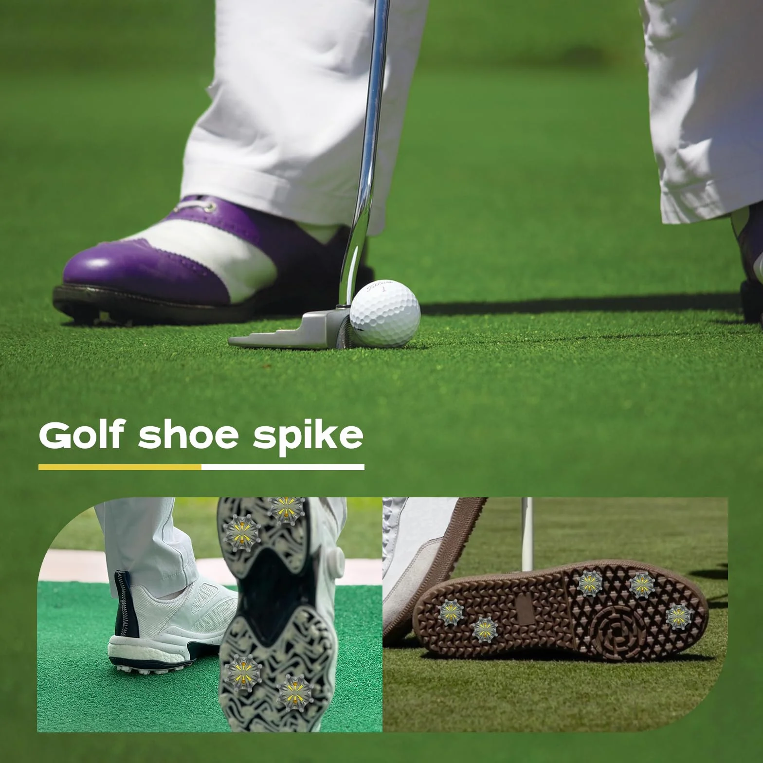 Set di 12 punte da golf di ricambio per scarpe con spazzola di pulizia