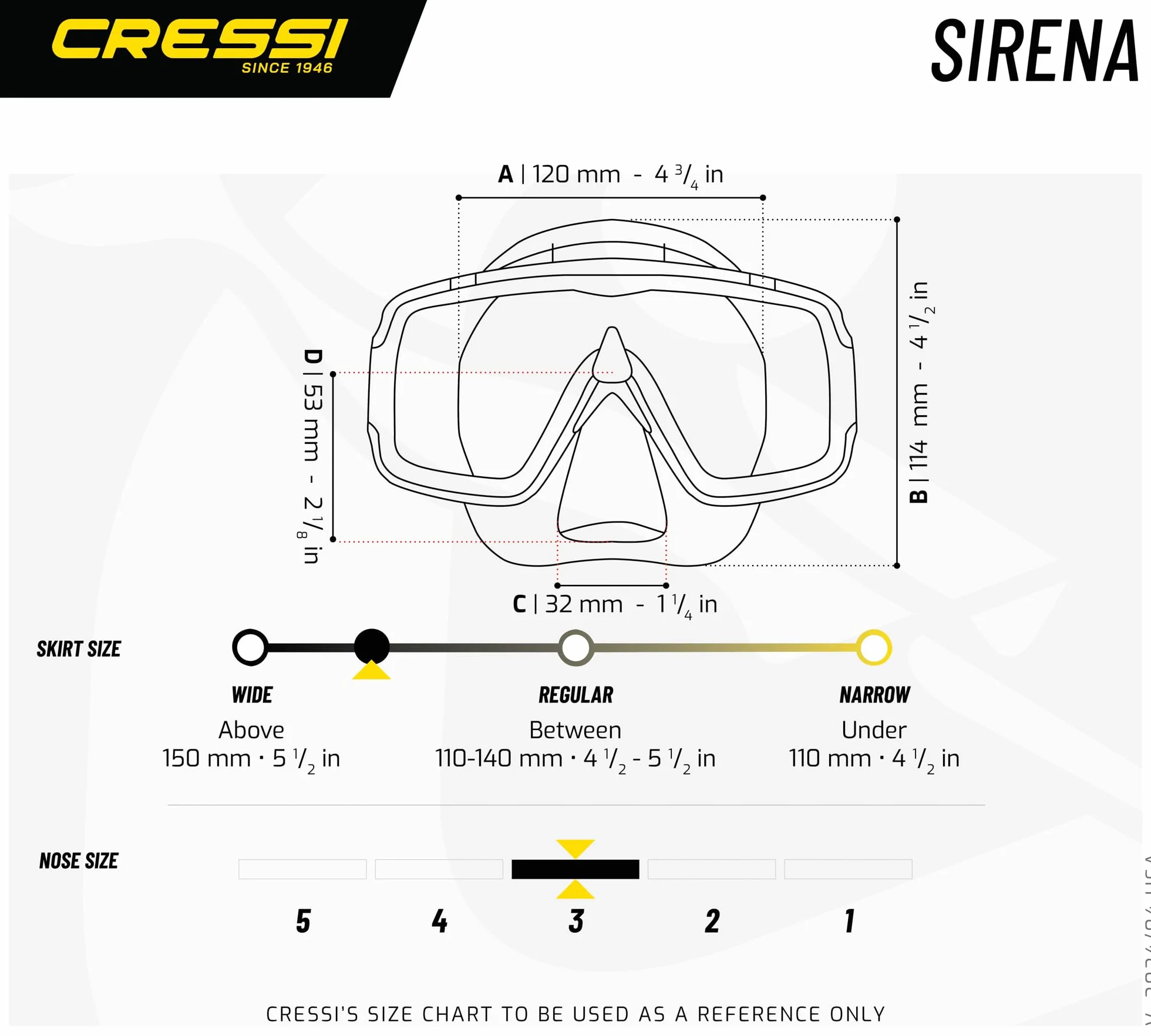 Cressi Sirena Mask Maschera Monovetro Temperato Snorkeling Immersioni Subacquee