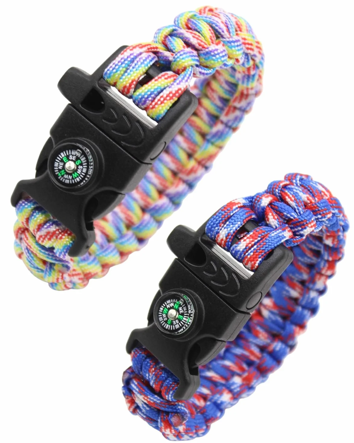 Bracciale in corda di paracadute intrecciata 2 pezzi sopravvivenza all'aperto multiuso fischietto bussola