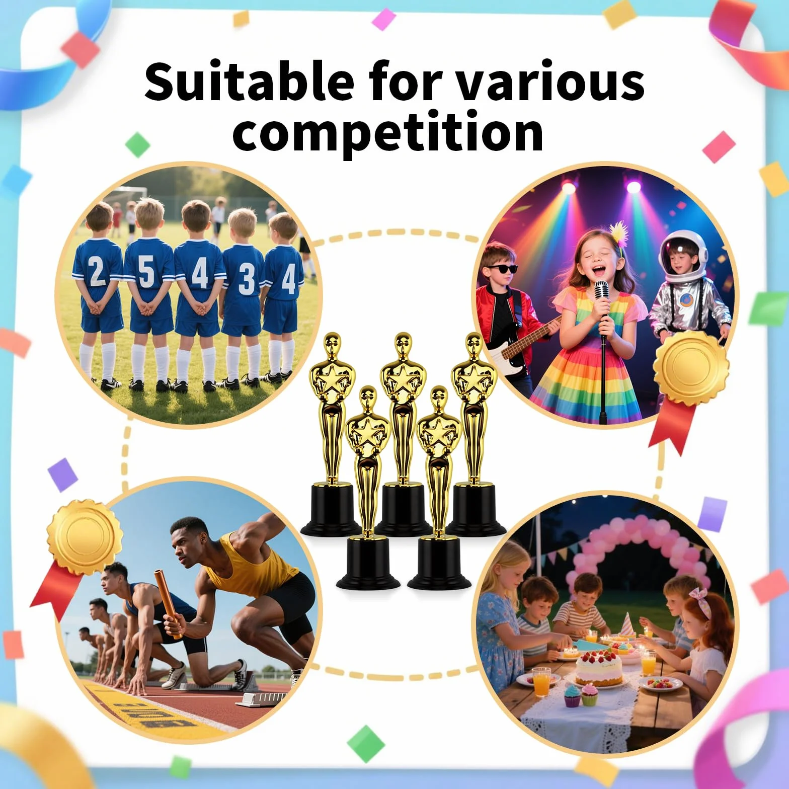 Statue Trofeo d'oro Piccole per Cerimonia di Premiazione Feste Sportive Competizioni Scolastiche