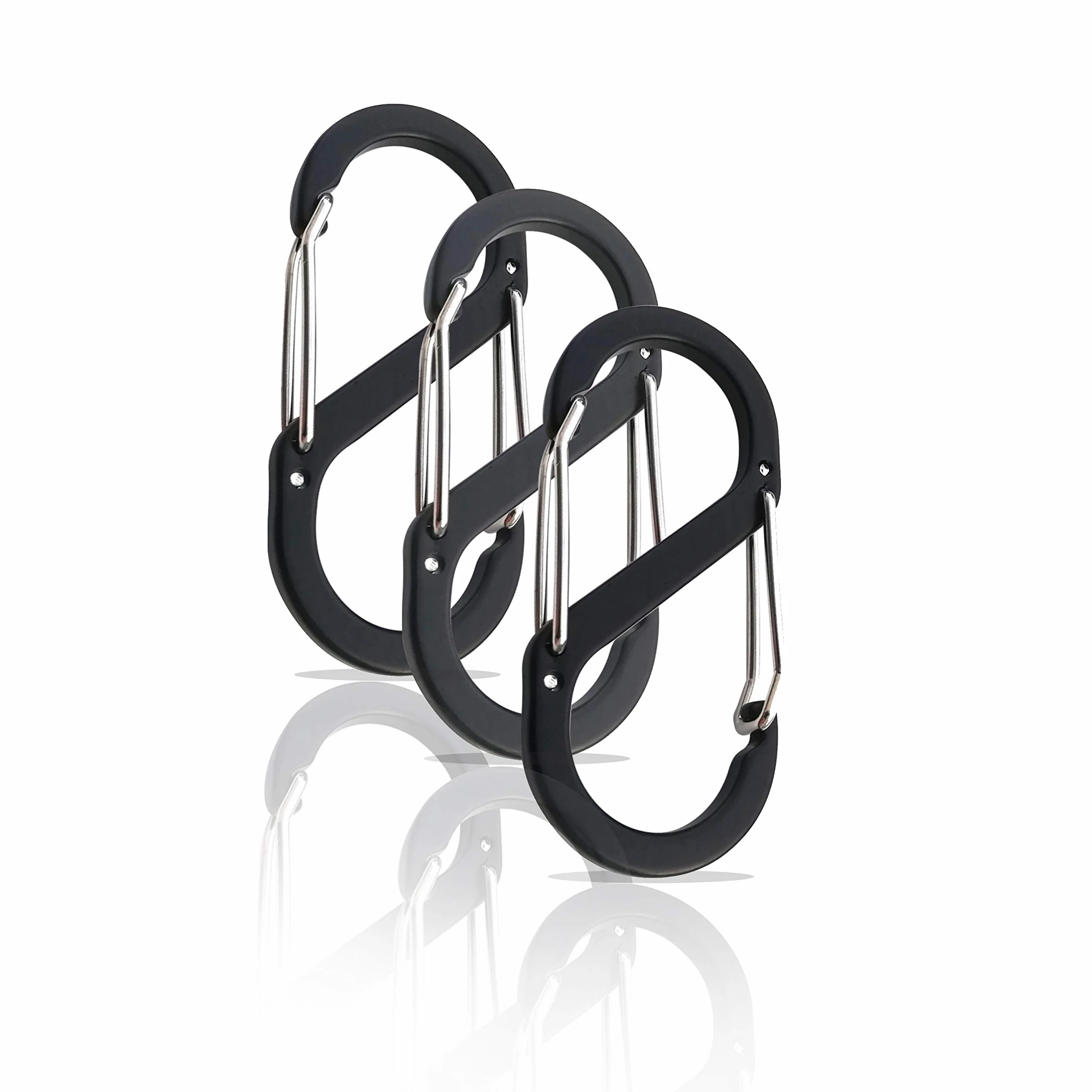 Set di 3 moschettoni a forma di S con doppia apertura mini