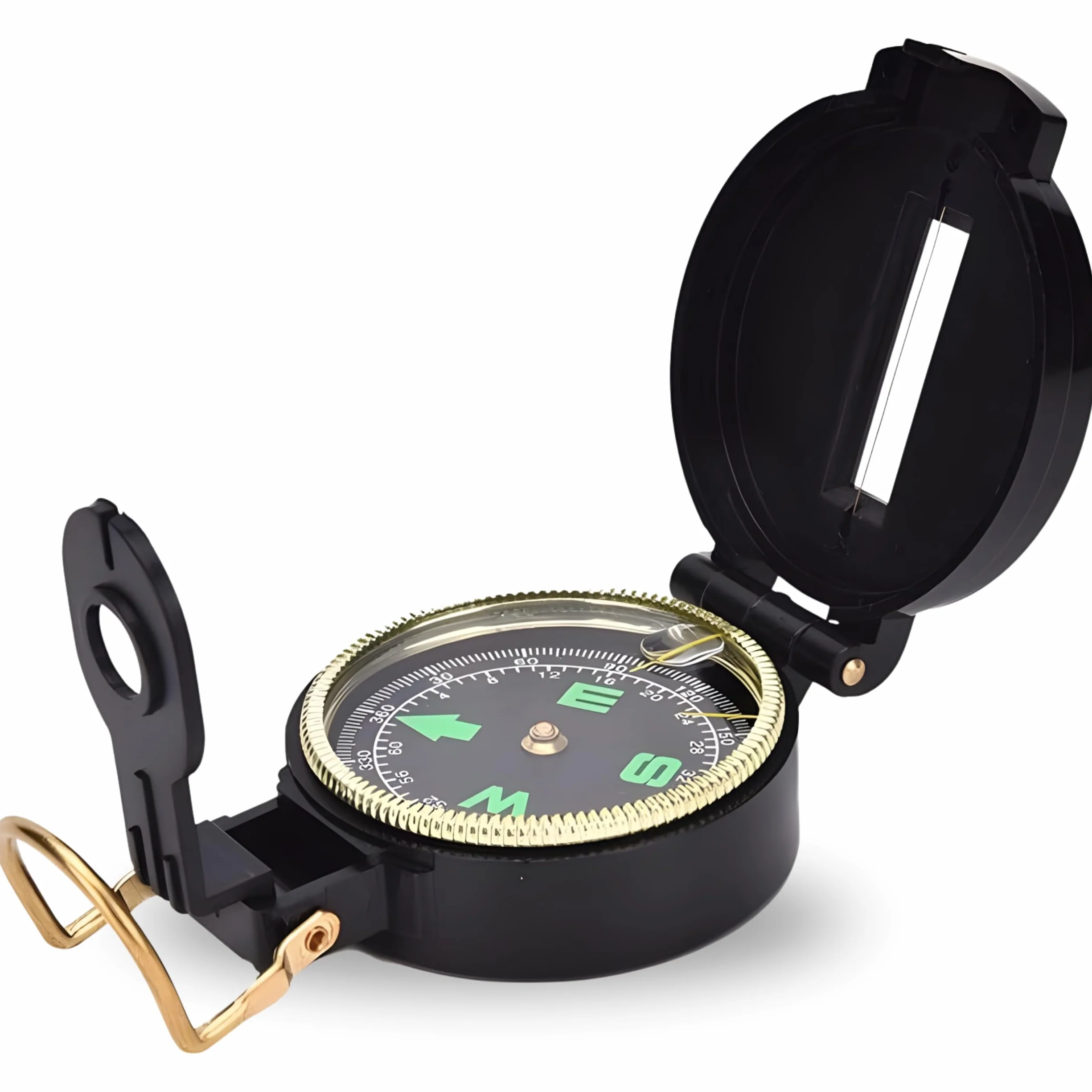 PARENCE bussola da trekking con coperchio e ingrandimento fluorescente nero