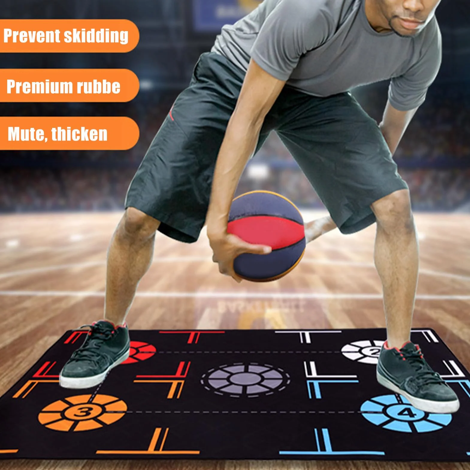 MM Basket Mat di allenamento in gomma nera per bambini
