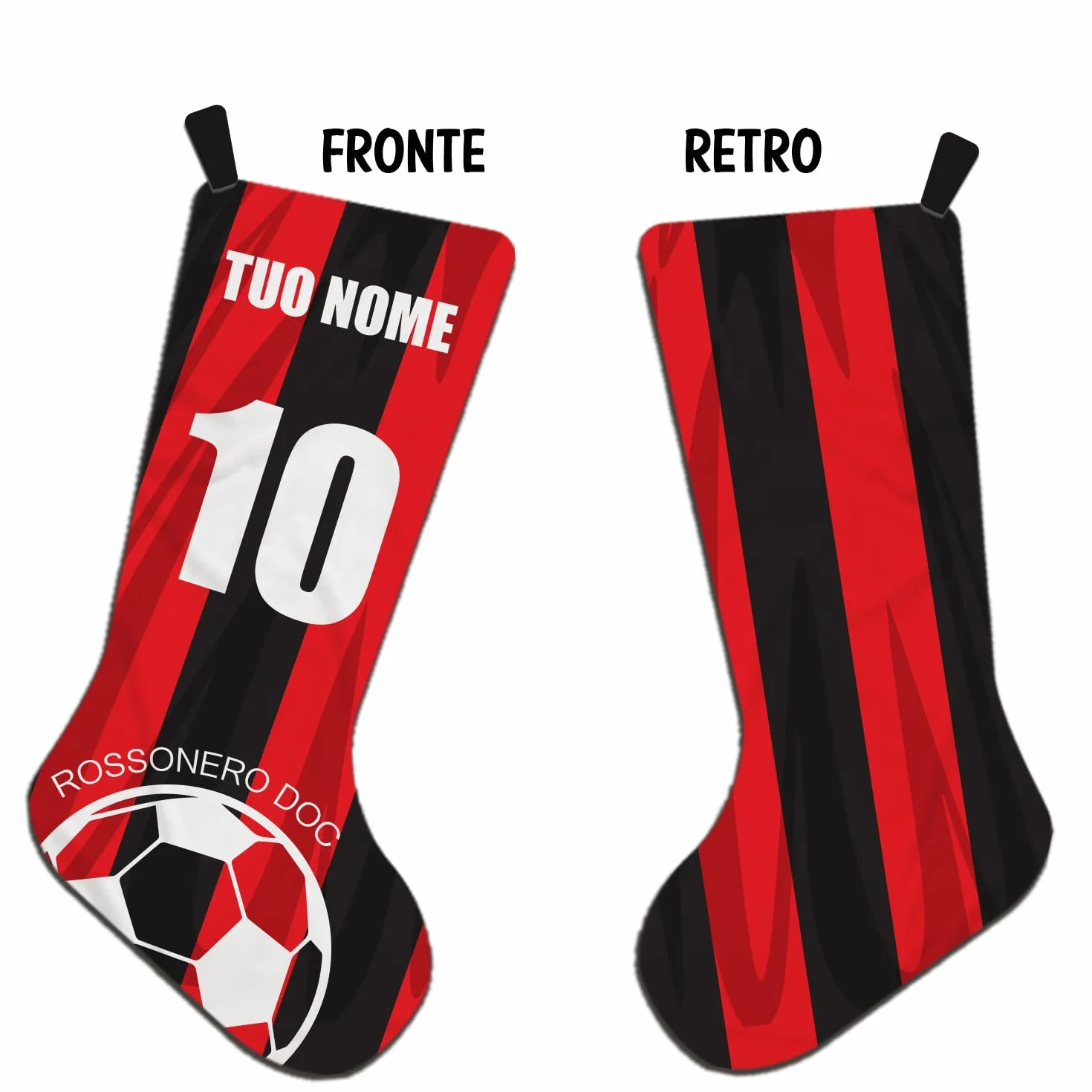 Calza Befana Personalizzabile 45 cm Poliestere Regalo Natale Tifosi Rossoneri