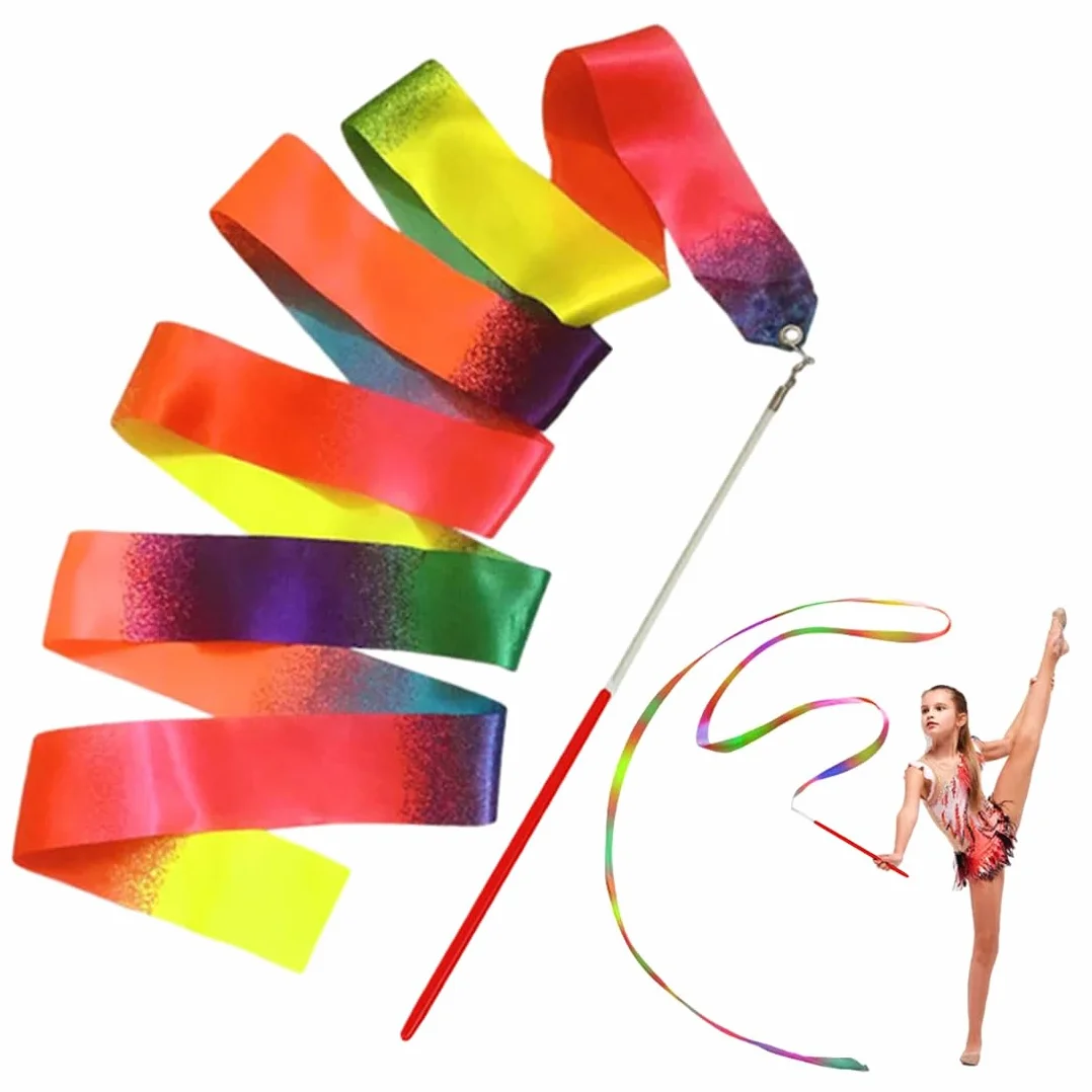 Nastri da Ballo 3 Pezzi per Danza Ritmica Multicolori Bambini Adulti Ginnastica Ritmica Bacchetta 2m