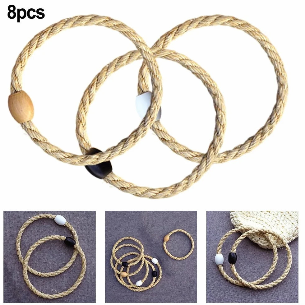 Set di anelli per lanciare gli anelli all'aperto in corda di canapa con perline di legno per giochi per feste in giardino UK Lawn Toss anelli di ricambio per cortile carnevale giocattolo portatile