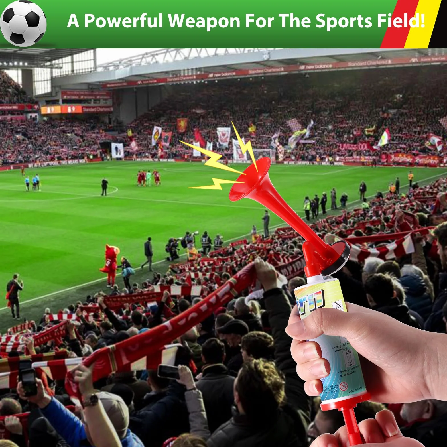2 pezzi Secondo Air Horn, Clacson Handheld Air Pressione Fanfare Pompa, Tromba da Stadio, Classica Air Horns signalhorn, segnale corno per calcio, fanfare aria compressa