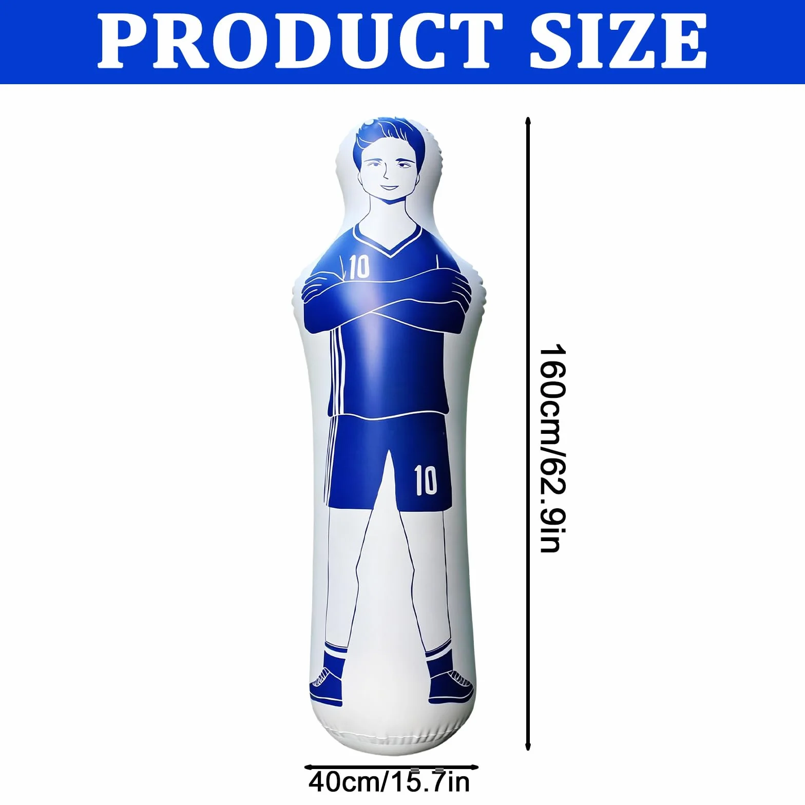 Aicharynic Bambola gonfiabile da calcio 40 x 160 cm, blu