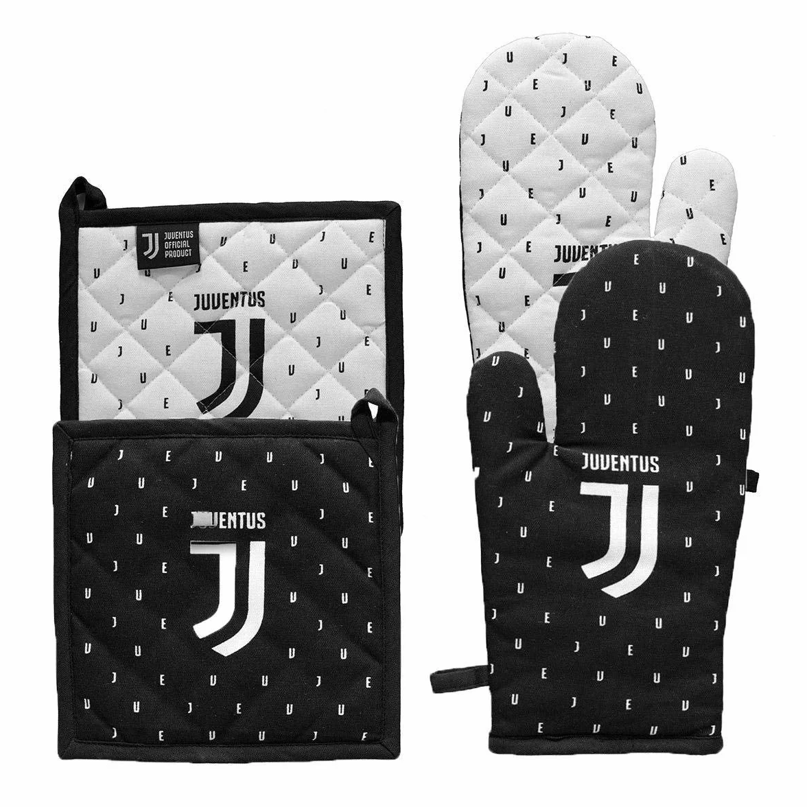 hermet Juventus 52601002131 Set Barbecue, Cotone, Nero, 18 x 30 x 1 cm