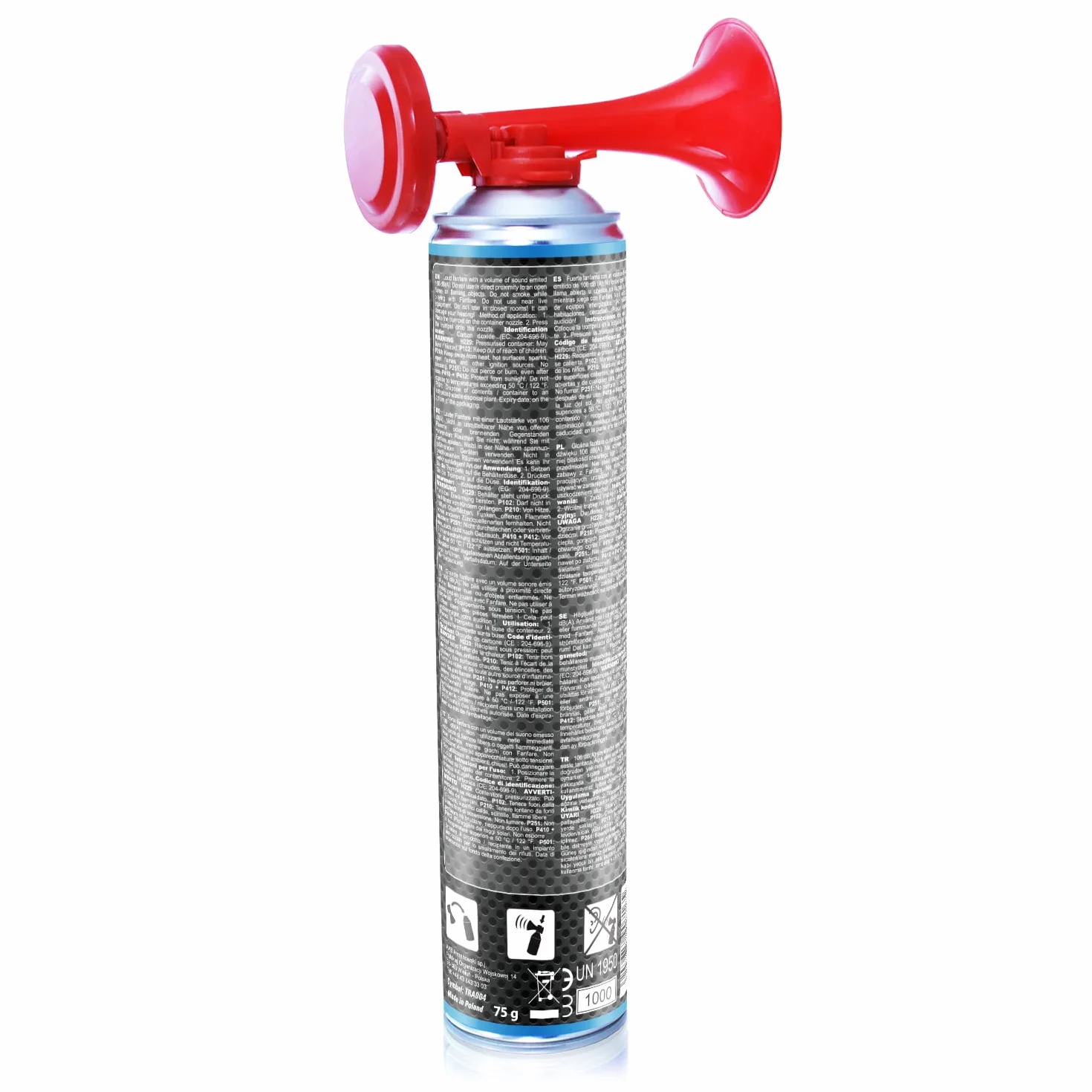 AABCOOLING Signal Horn Trombetta da Stadio ad Aria Compressa con Gas Non Infiammabile, Fino a 320 Segnali Brevi Segnalatore Acustico Molto Rumorosa Trombe Stadio Ideale per Feste Gas Trombetta