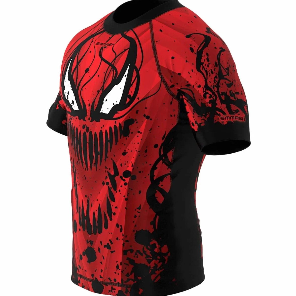 SMMASH Camicia Funzionale Uomo Rashguard Camicia Sportiva A Maniche Corte MMA Thaibox Muay Thai Kickboxing Traspirante Resistente All'Abrasione