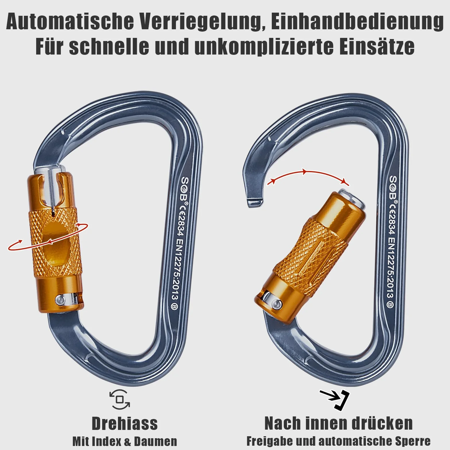 Moschettone da Arrampicata Alluminio Ultralight Doppia Campeggio Amache