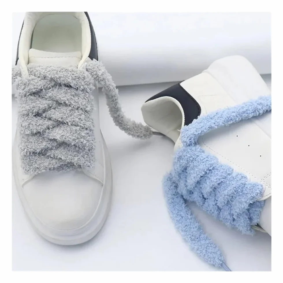 5 paia di lacci morbidi morbidi da 15 mm, morbidi e soffici, larghi e piatti, in peluche, perfetti per le donne, scarpe da ginnastica casual